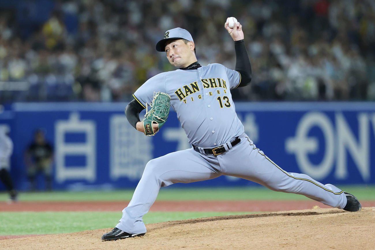 ヤクルト対阪神　阪神5番手の岩崎（撮影・宮地輝）
