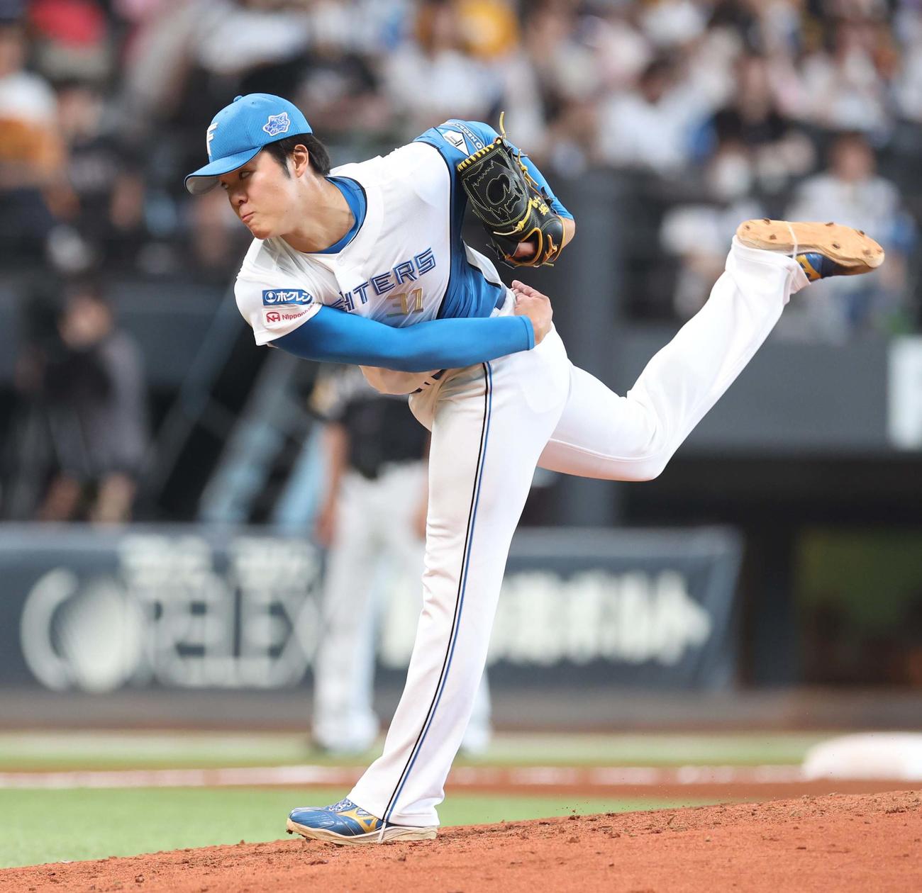 日本ハム対ソフトバンク　6回に登板の柴田（撮影・黒川智章）