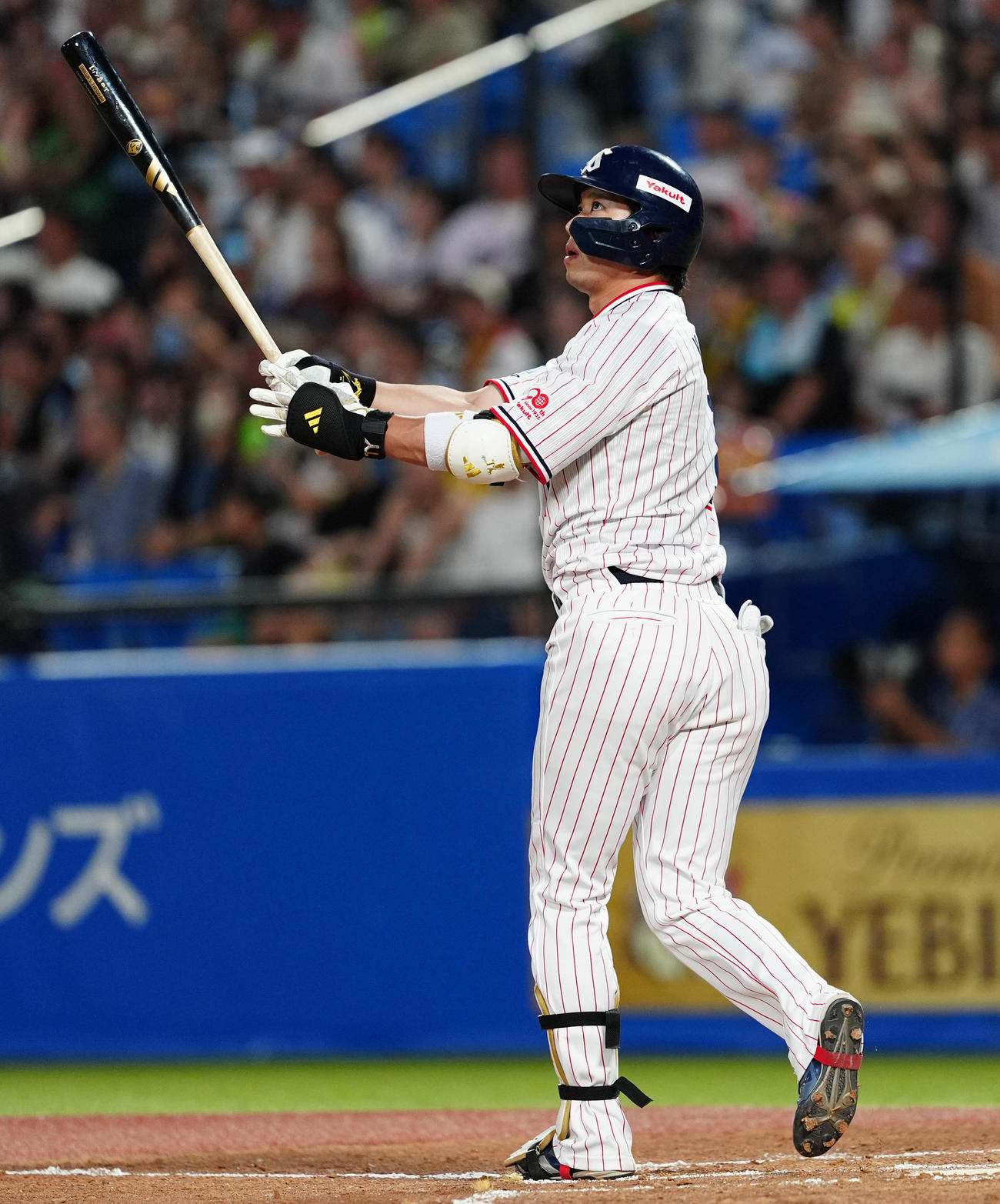 ヤクルト対阪神　2回裏ヤクルト1死、左越えソロ本塁打を放つ山田（撮影・清水貴仁）