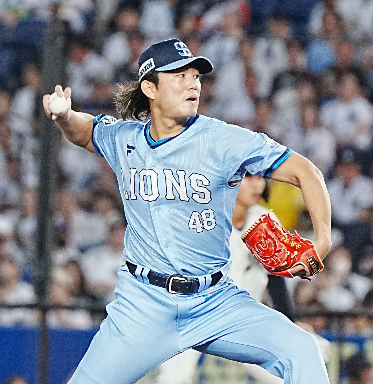 ロッテ対西武　西武先発の今井（撮影・小沢裕）