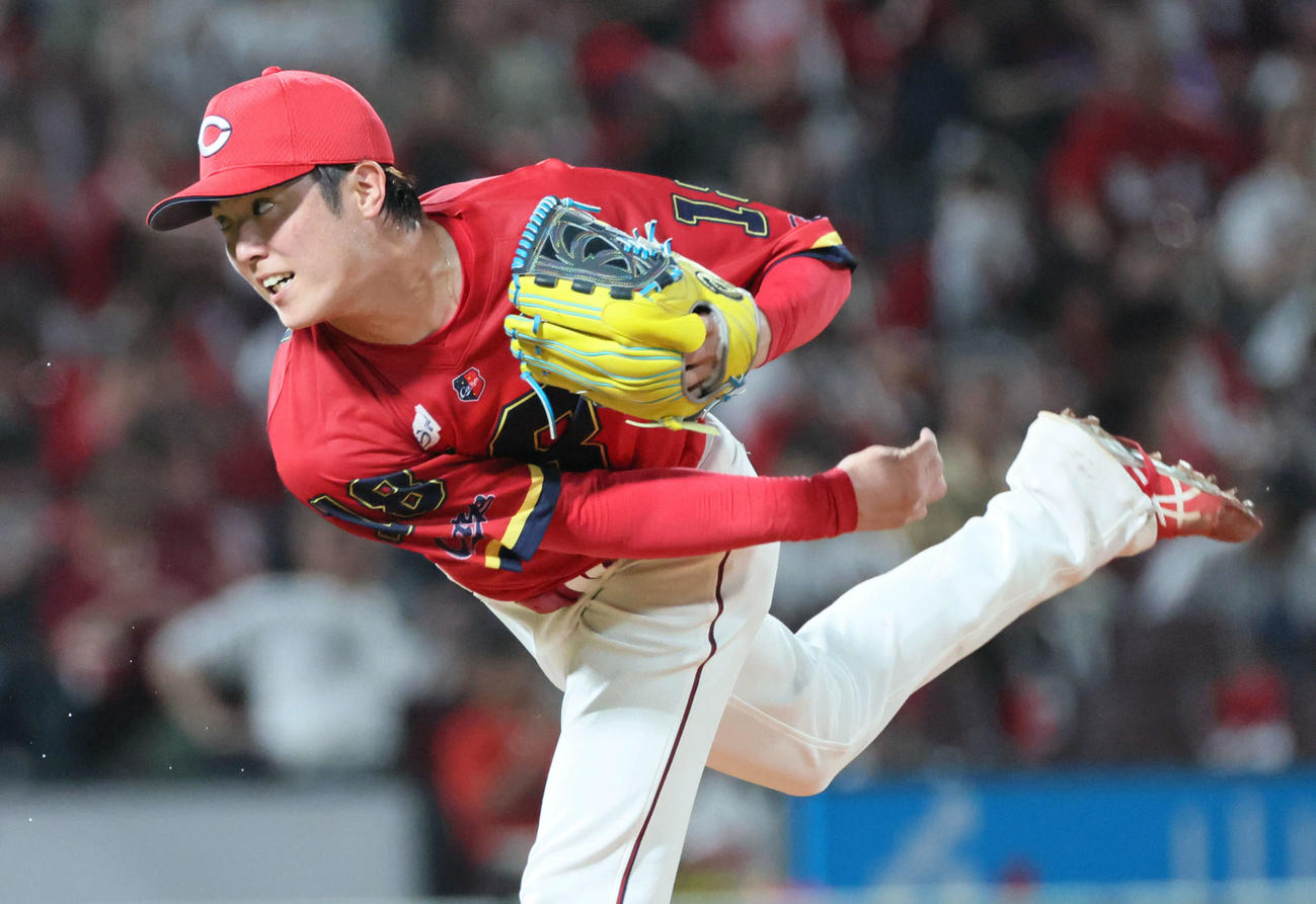 広島対中日　6回表中日、力投する広島先発の森下（撮影・加藤孝規）