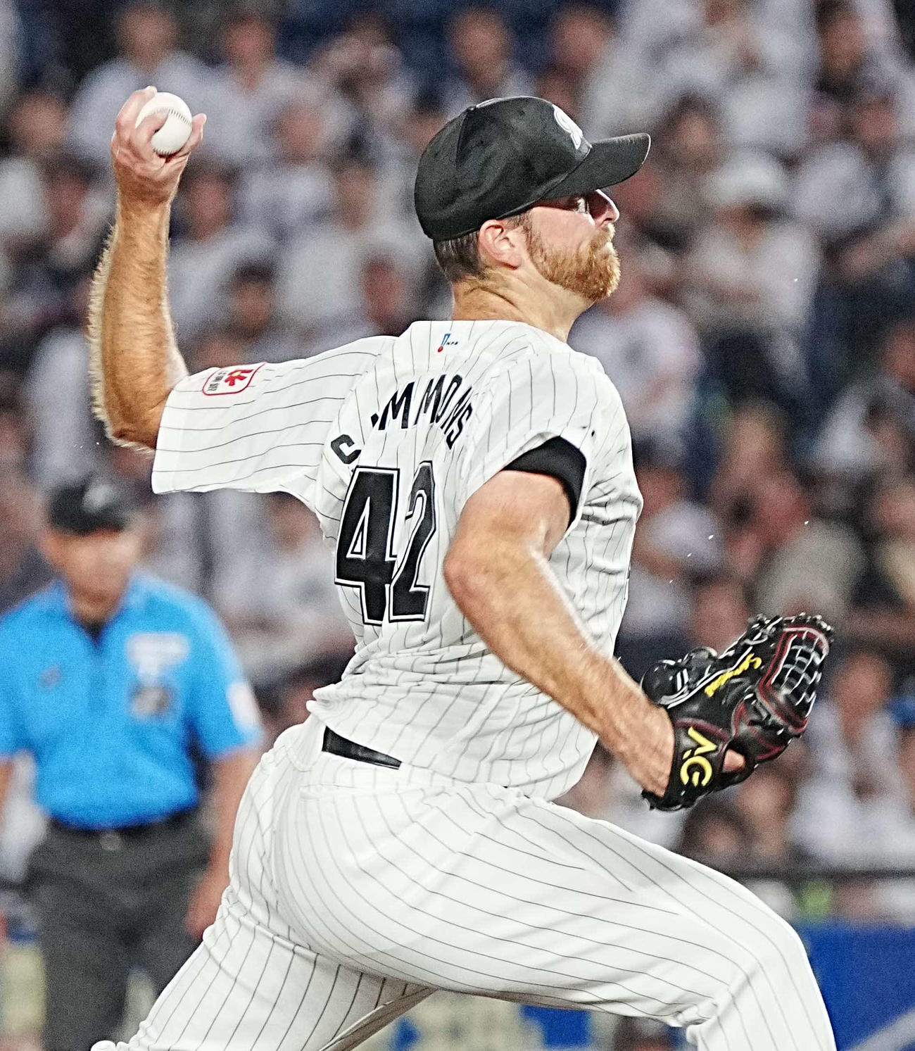 ロッテ対西武　ロッテ先発のサモンズ（撮影・小沢裕）