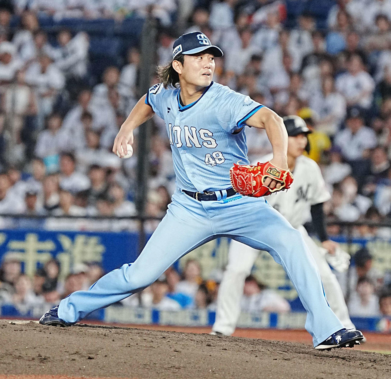 ロッテ対西武　西武先発の今井（撮影・小沢裕）