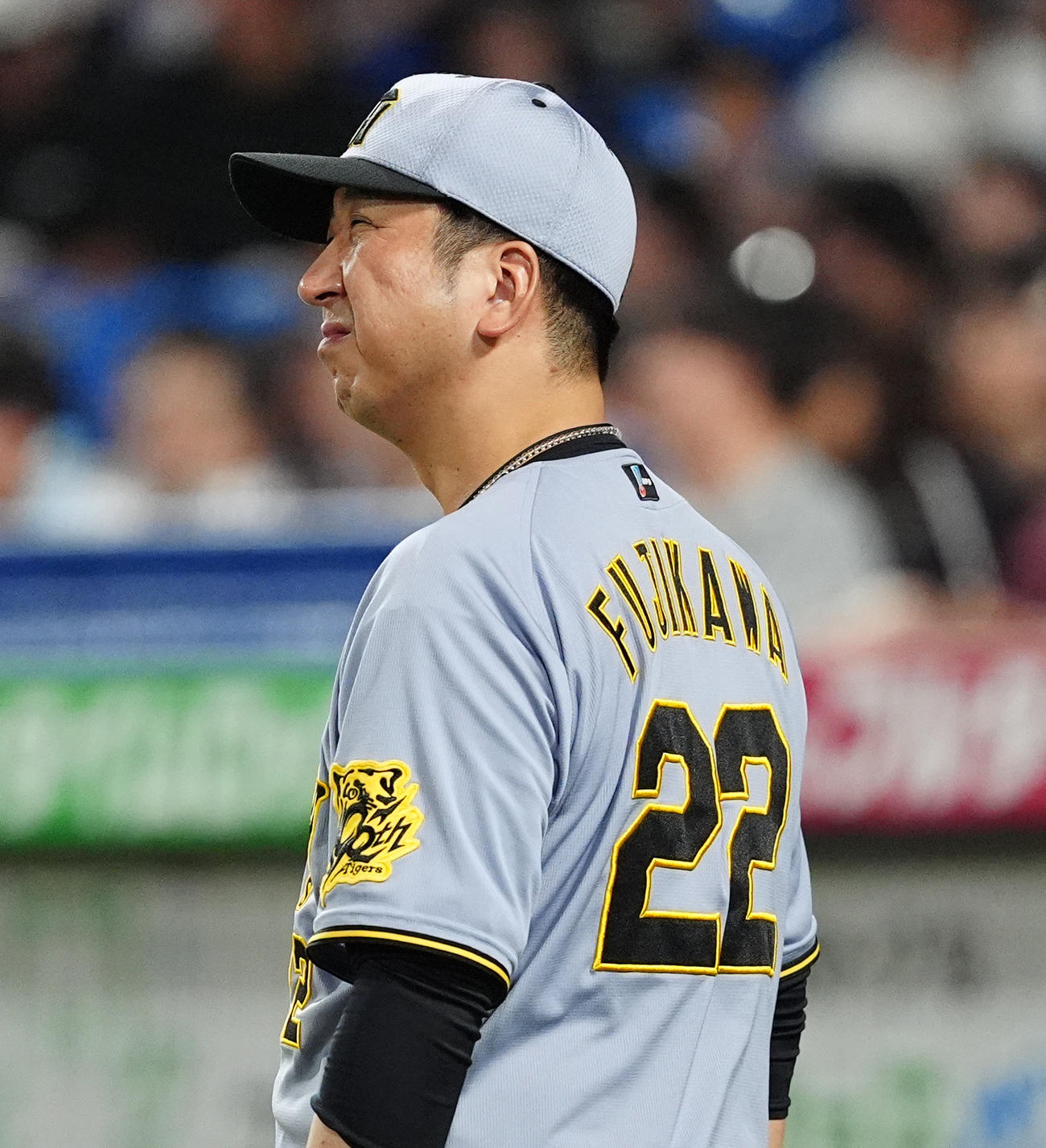 ヤクルト対阪神　11回裏を前に選手交代を告げに出てくる阪神藤川監督（撮影・清水貴仁）