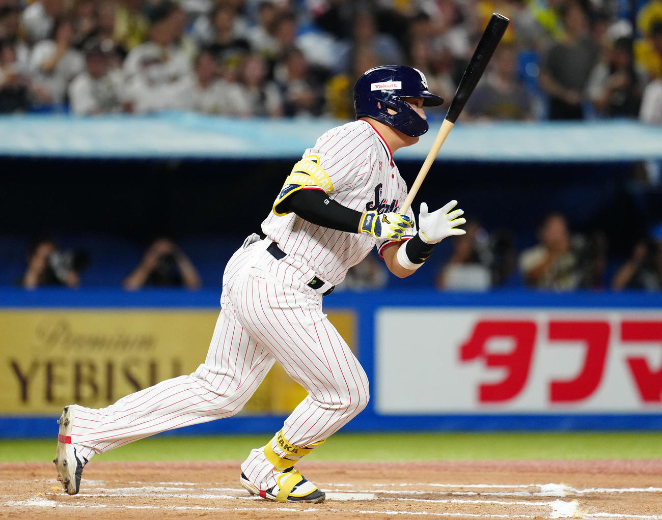 ヤクルト対阪神　10回裏ヤクルト1死、右前打を放つ村上（撮影・鈴木みどり）