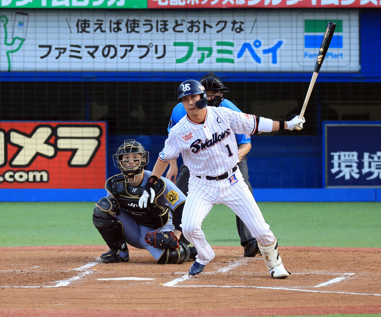 ヤクルト対阪神　2回裏ヤクルト1死、山田は中飛に倒れる（撮影・浅見桂子）
