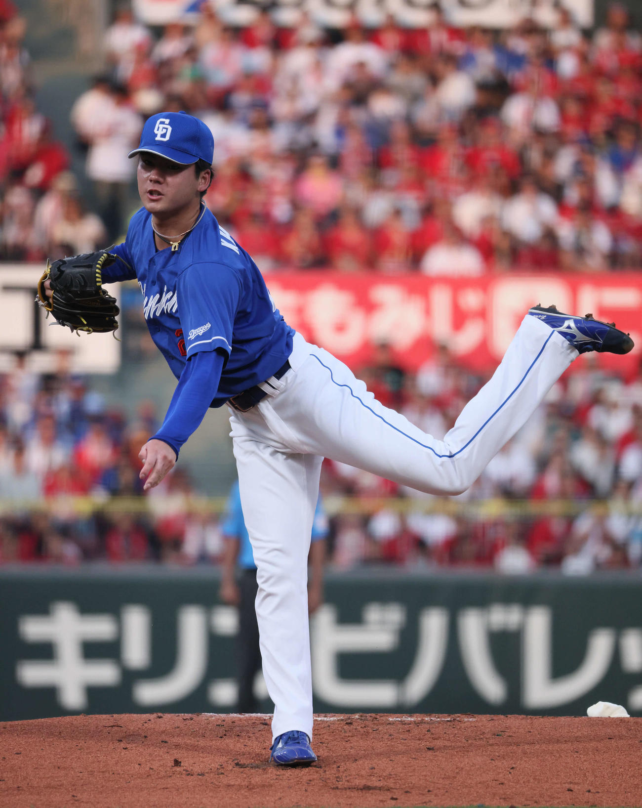 広島対中日　中日先発の金丸（撮影・加藤孝規）