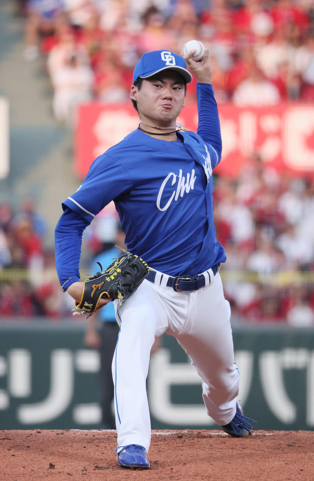 広島対中日　中日先発の金丸（撮影・加藤孝規）