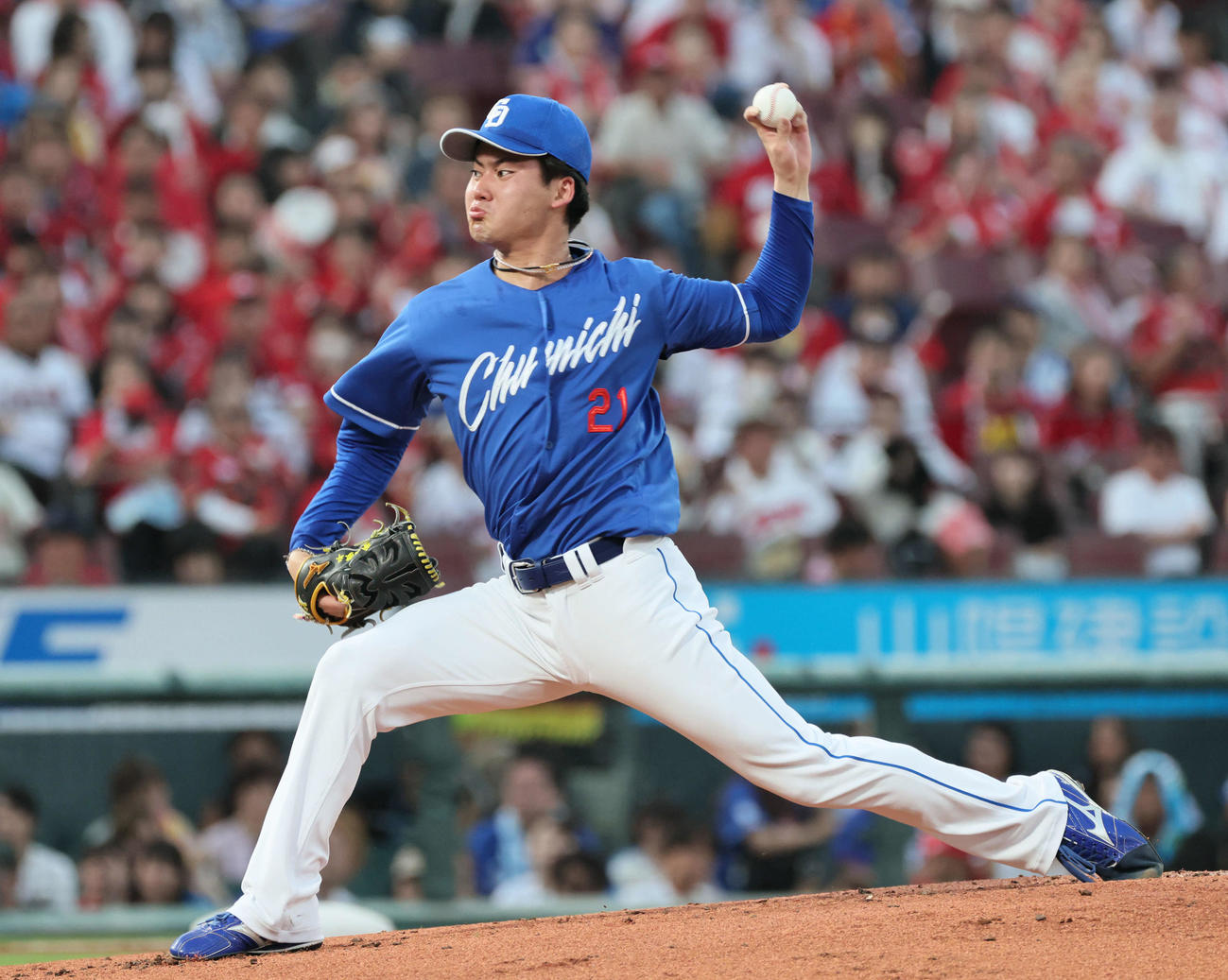 広島対中日　中日先発の金丸（撮影・加藤孝規）