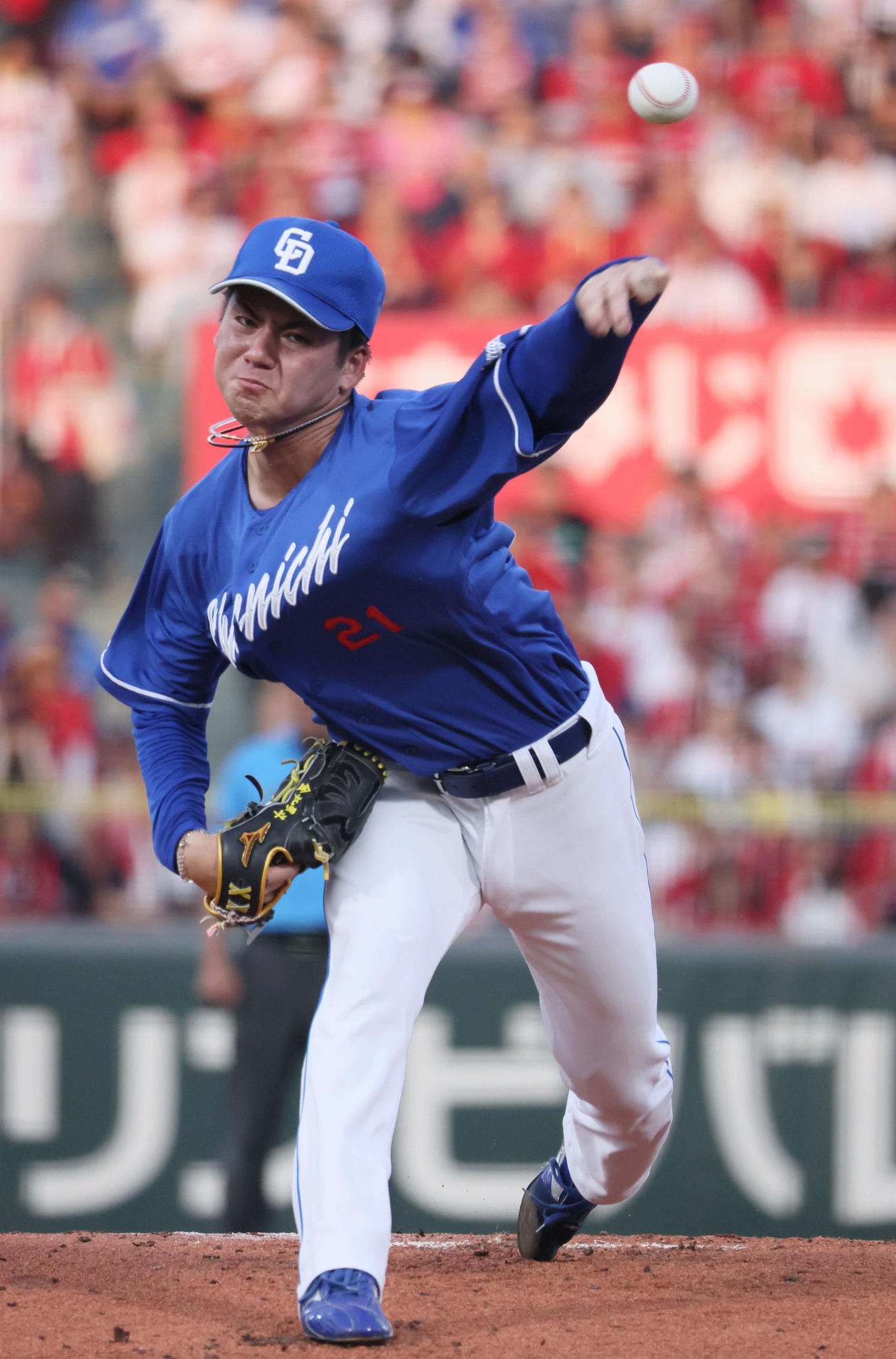 広島対中日　中日先発の金丸（撮影・加藤孝規）