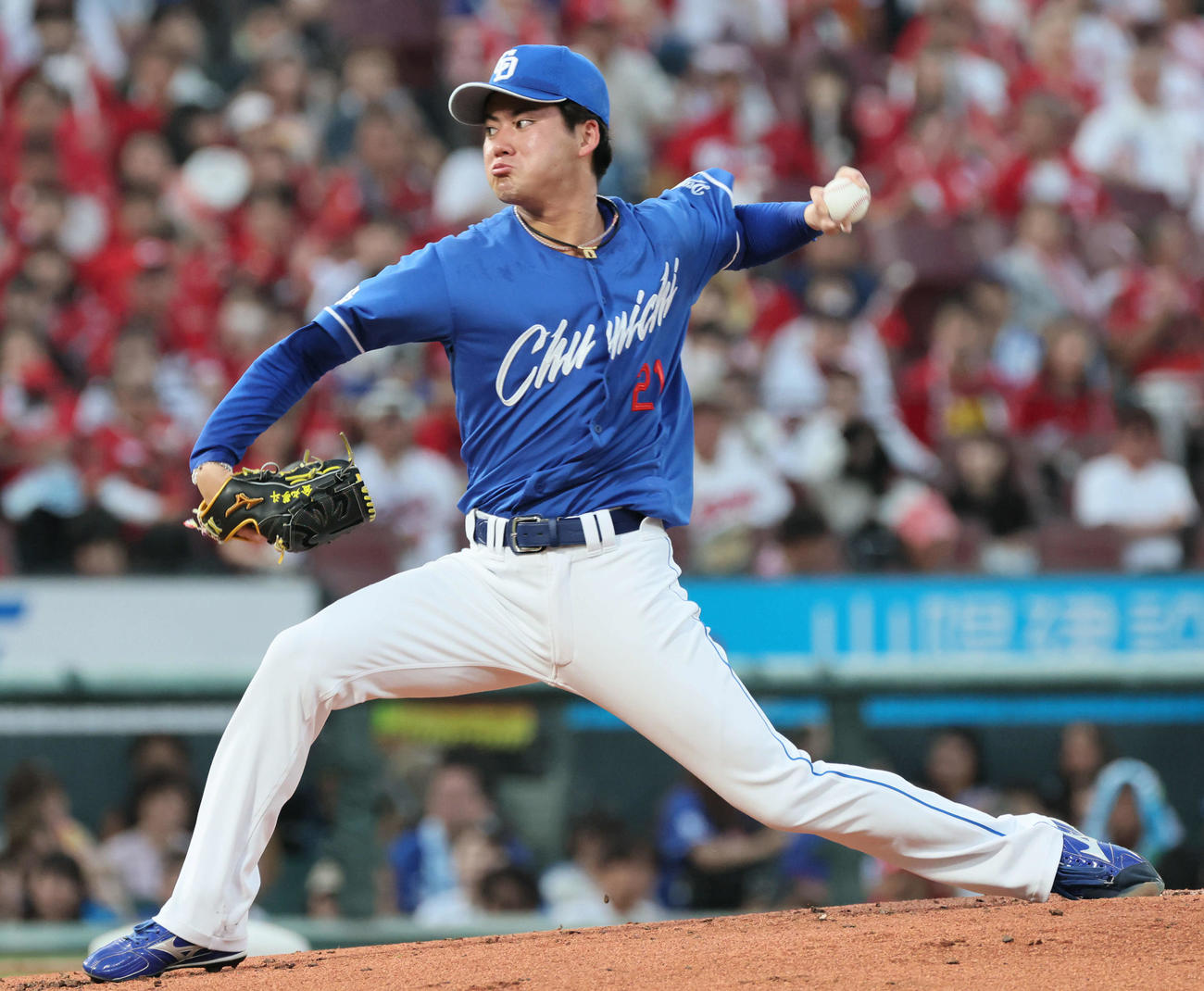 広島対中日　中日先発の金丸（撮影・加藤孝規）