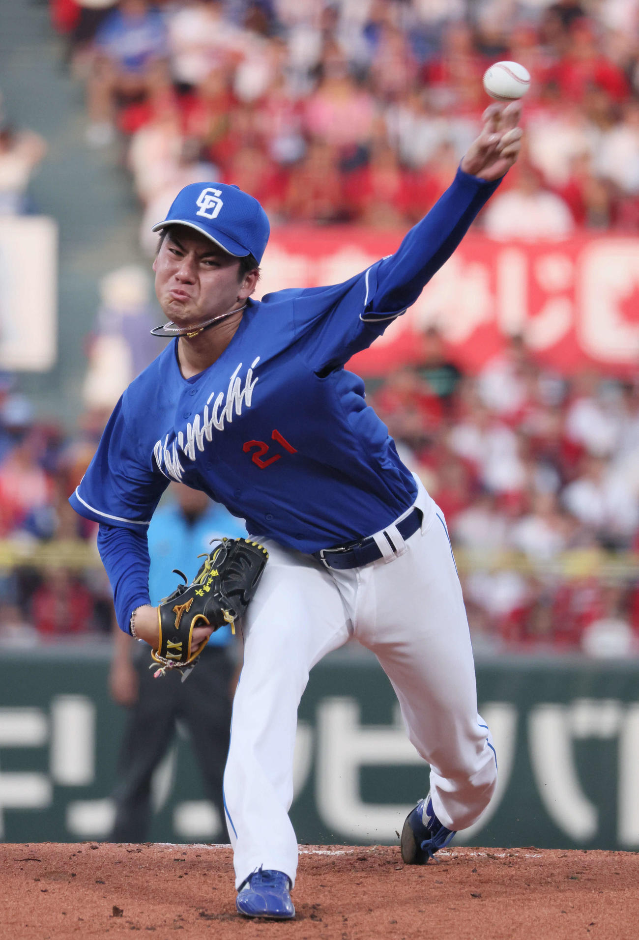 広島対中日　中日先発の金丸（撮影・加藤孝規）