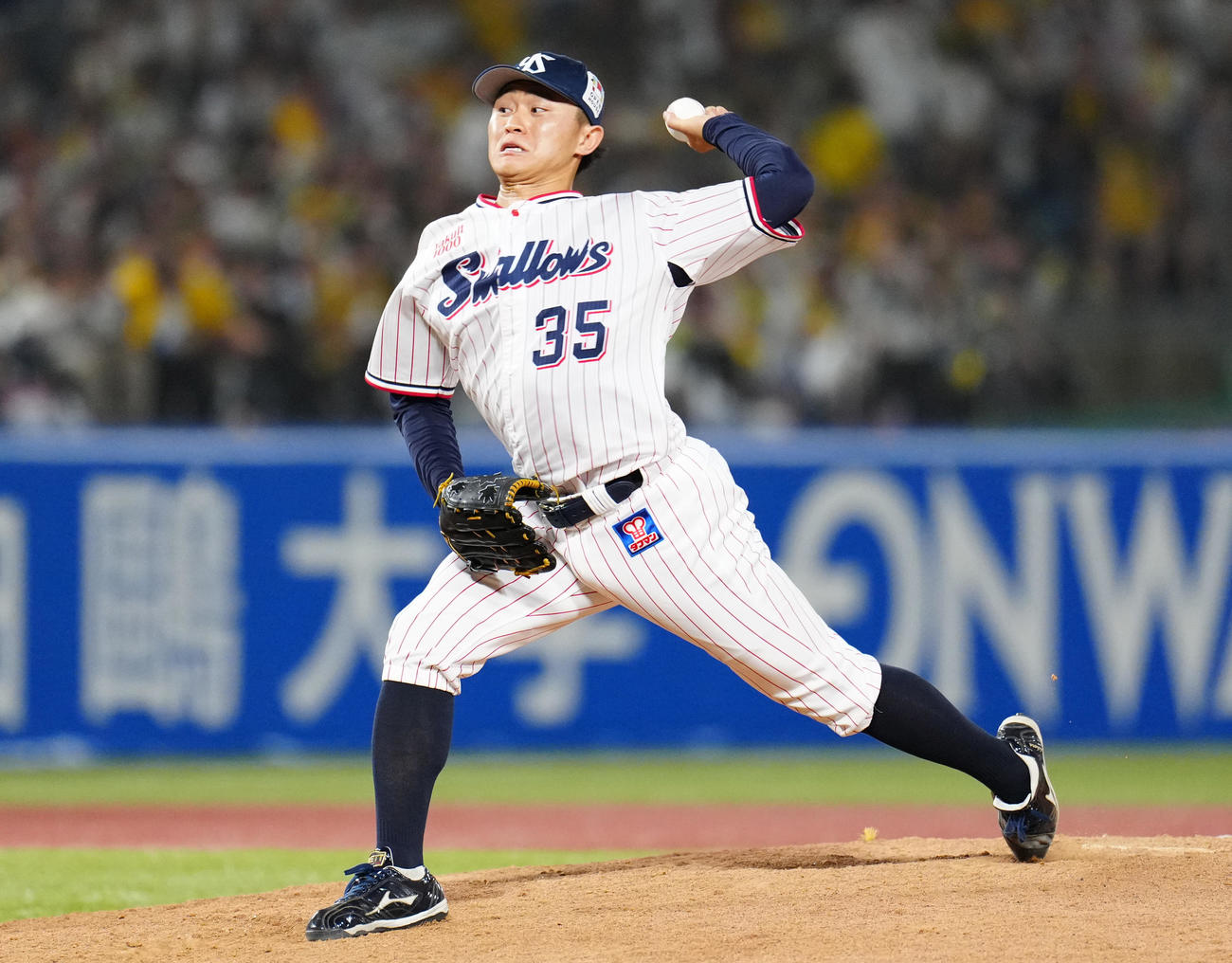 ヤクルト対阪神　8回表から3番手で登板したヤクルト石原（撮影・鈴木みどり）
