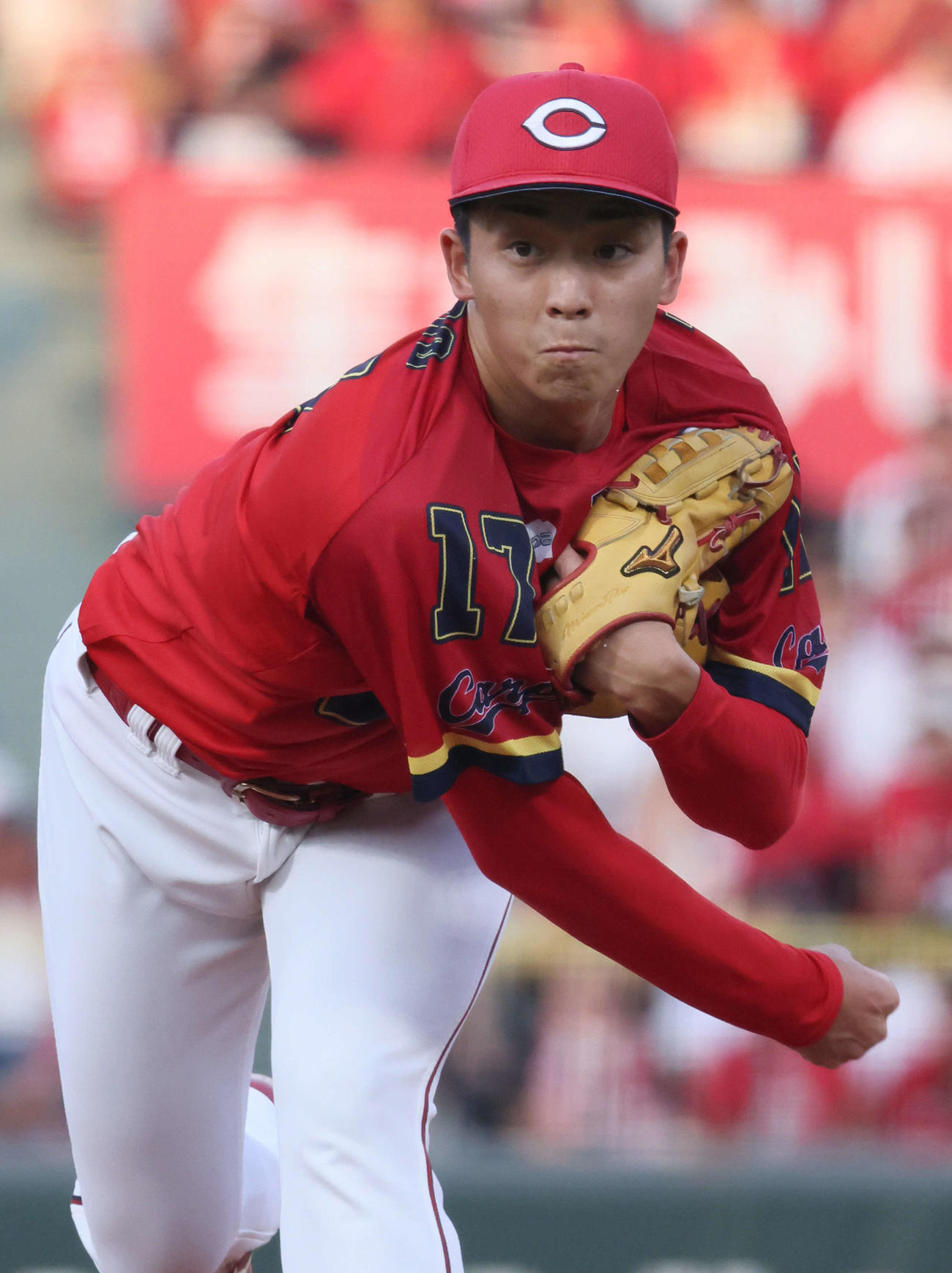 広島対中日　広島先発の常広（撮影・加藤孝規）