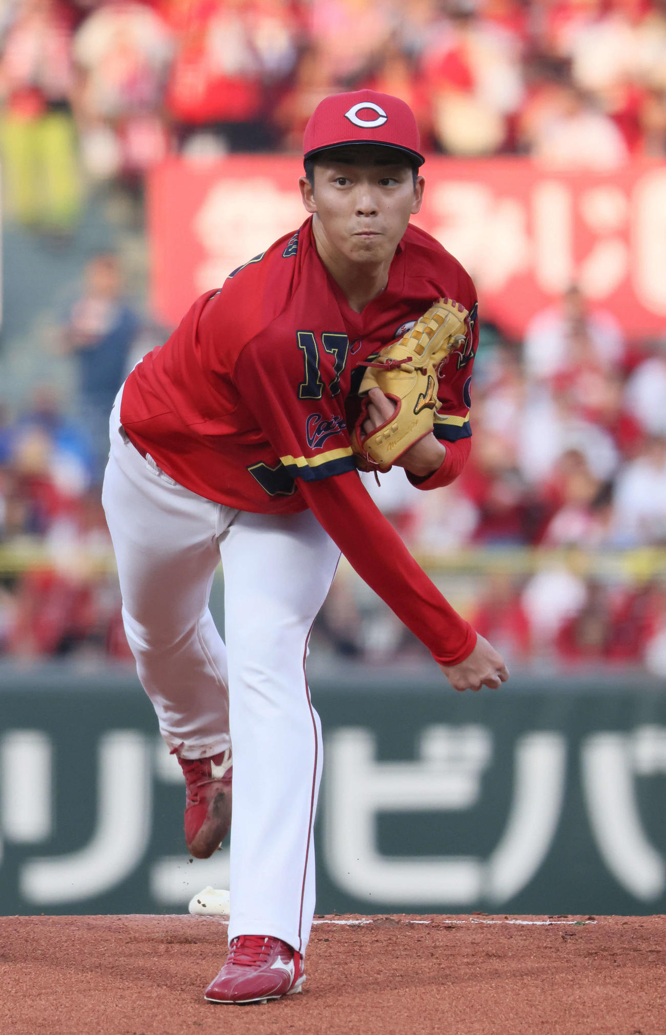広島対中日　広島先発の常広（撮影・加藤孝規）