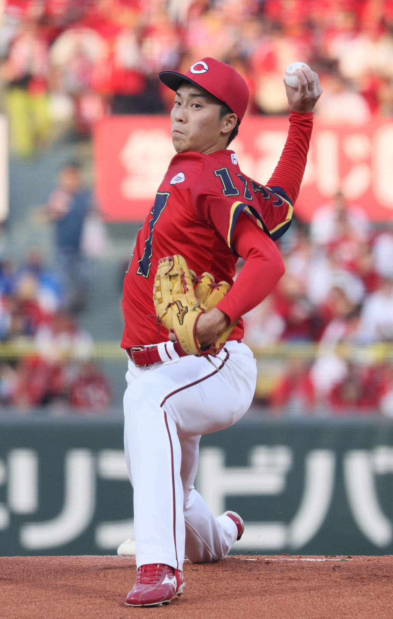 広島対中日　広島先発の常広（撮影・加藤孝規）
