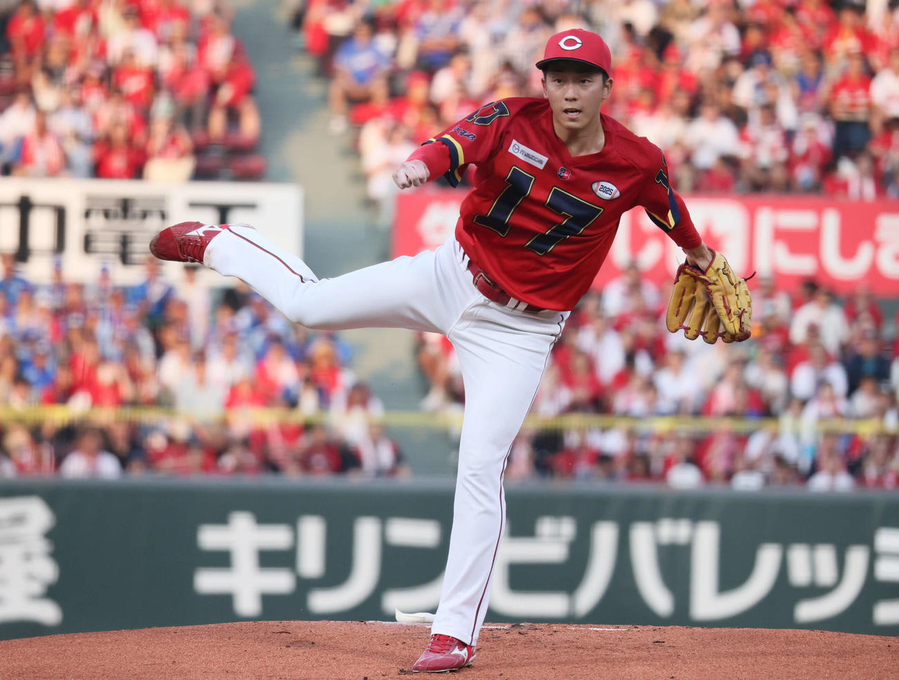 広島対中日　広島先発の常広（撮影・加藤孝規）