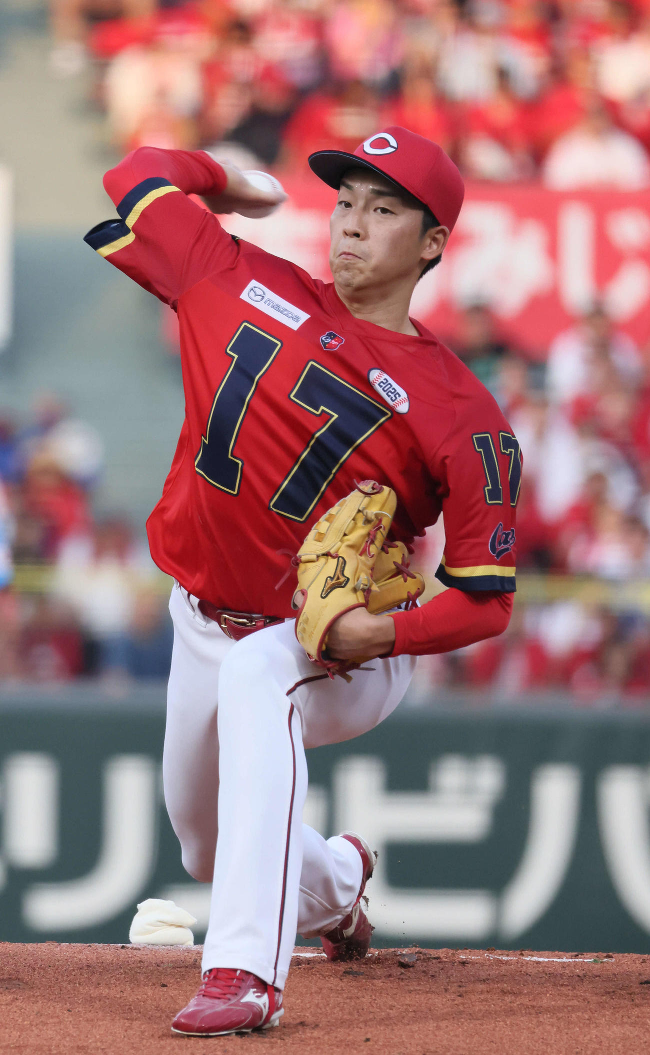 広島対中日　広島先発の常広（撮影・加藤孝規）