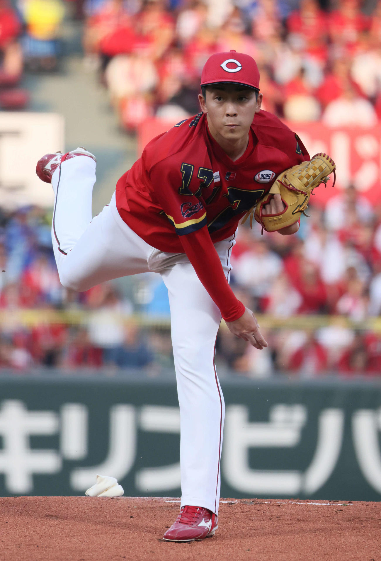 広島対中日　広島先発の常広（撮影・加藤孝規）