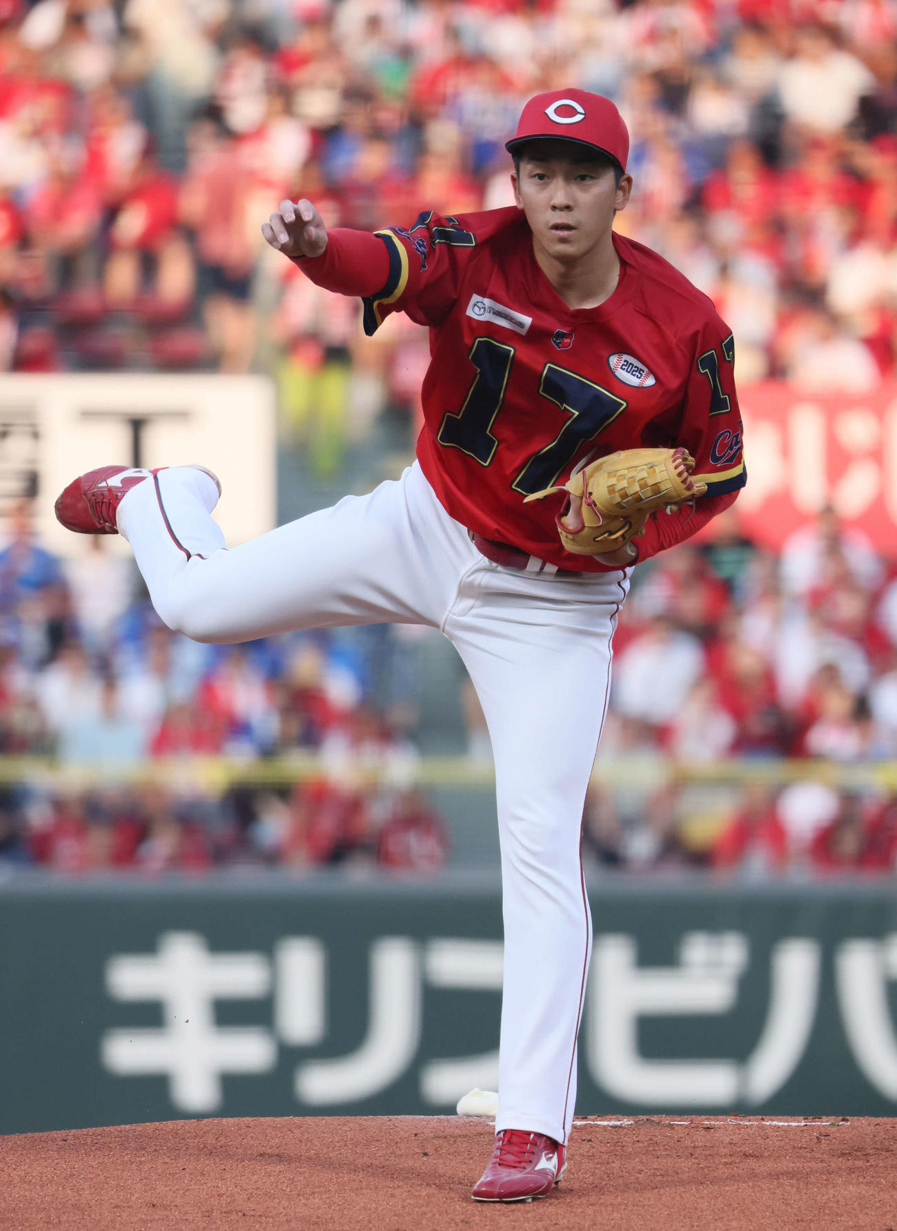 広島対中日　広島先発の常広（撮影・加藤孝規）