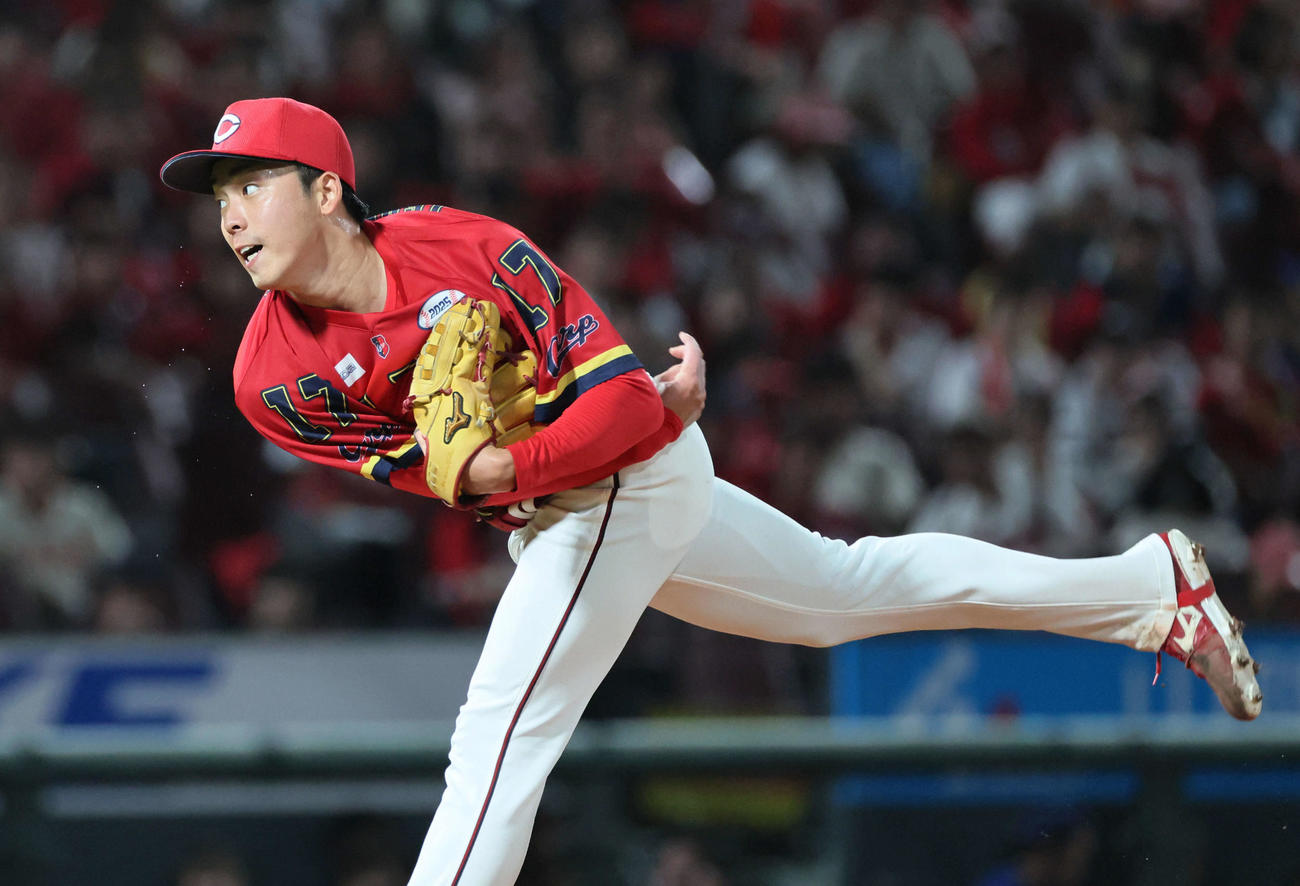 広島対中日　6回表中日、力投する広島先発の常広（撮影・加藤孝規）