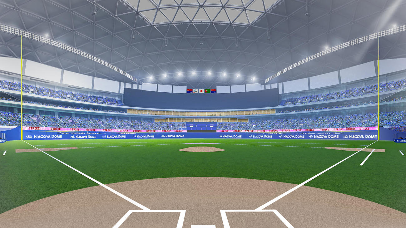 来年からバンテリンドームナゴヤで新設される外野フェンスLEDビジョン全体（球団提供）