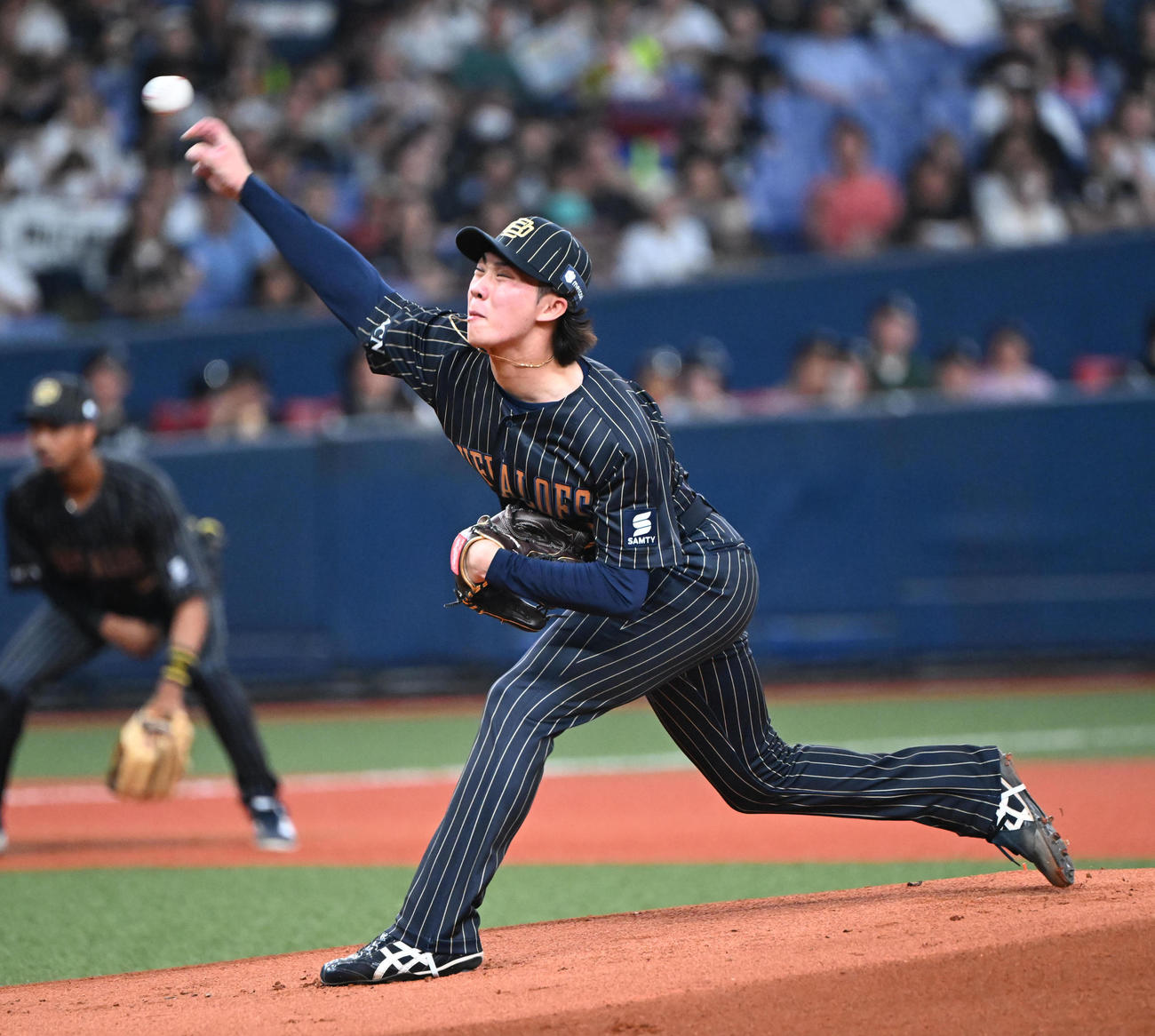 オリックス対ロッテ　先発するオリックス片山（撮影・和賀正仁）