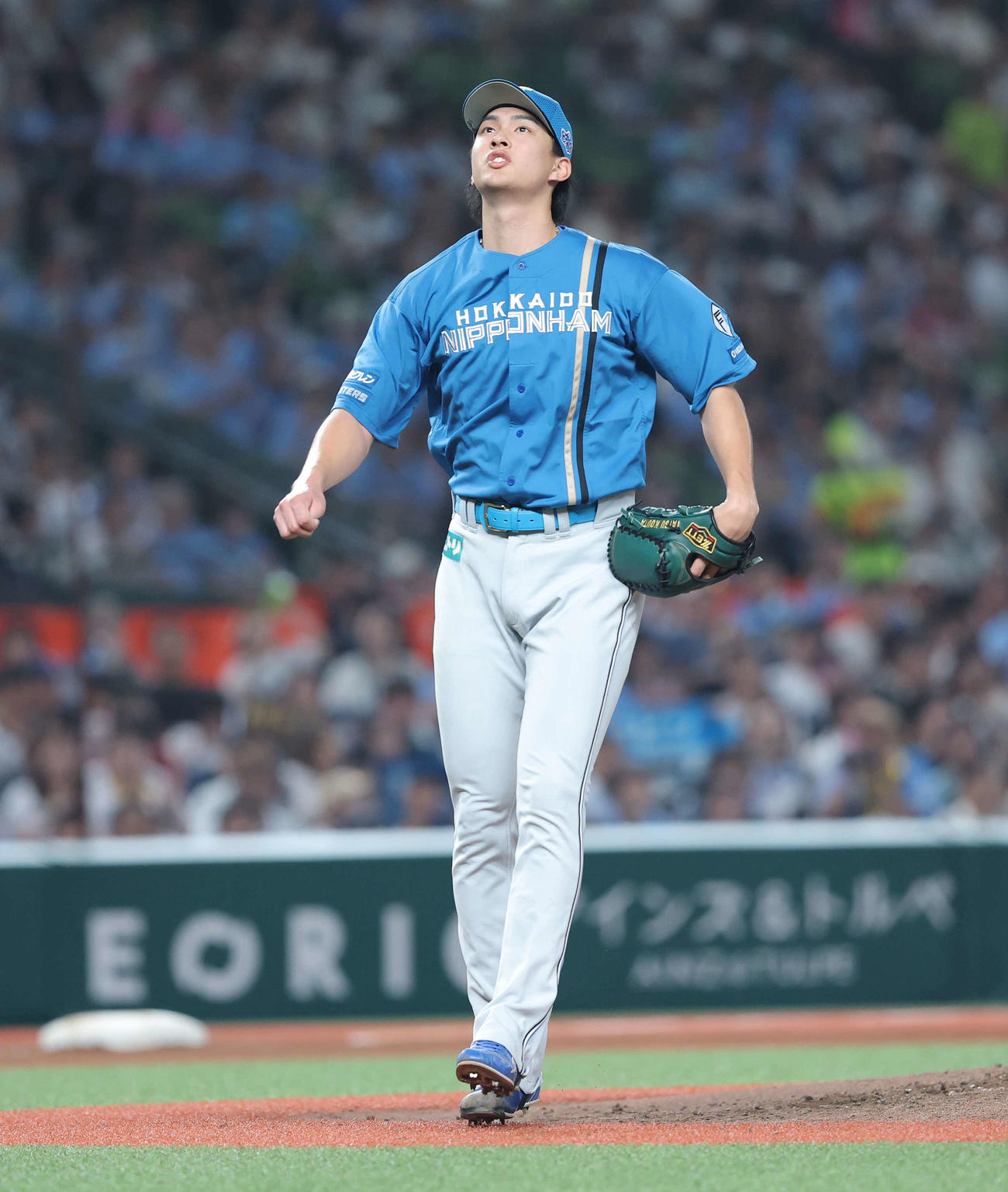 西武対日本ハム　6回裏西武2死、ネビンを中飛に抑える達（撮影・河田真司）