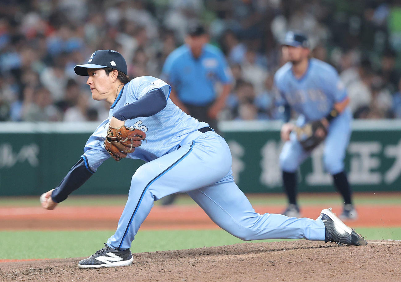 西武対日本ハム　6回表、力投する与座（撮影・河田真司）