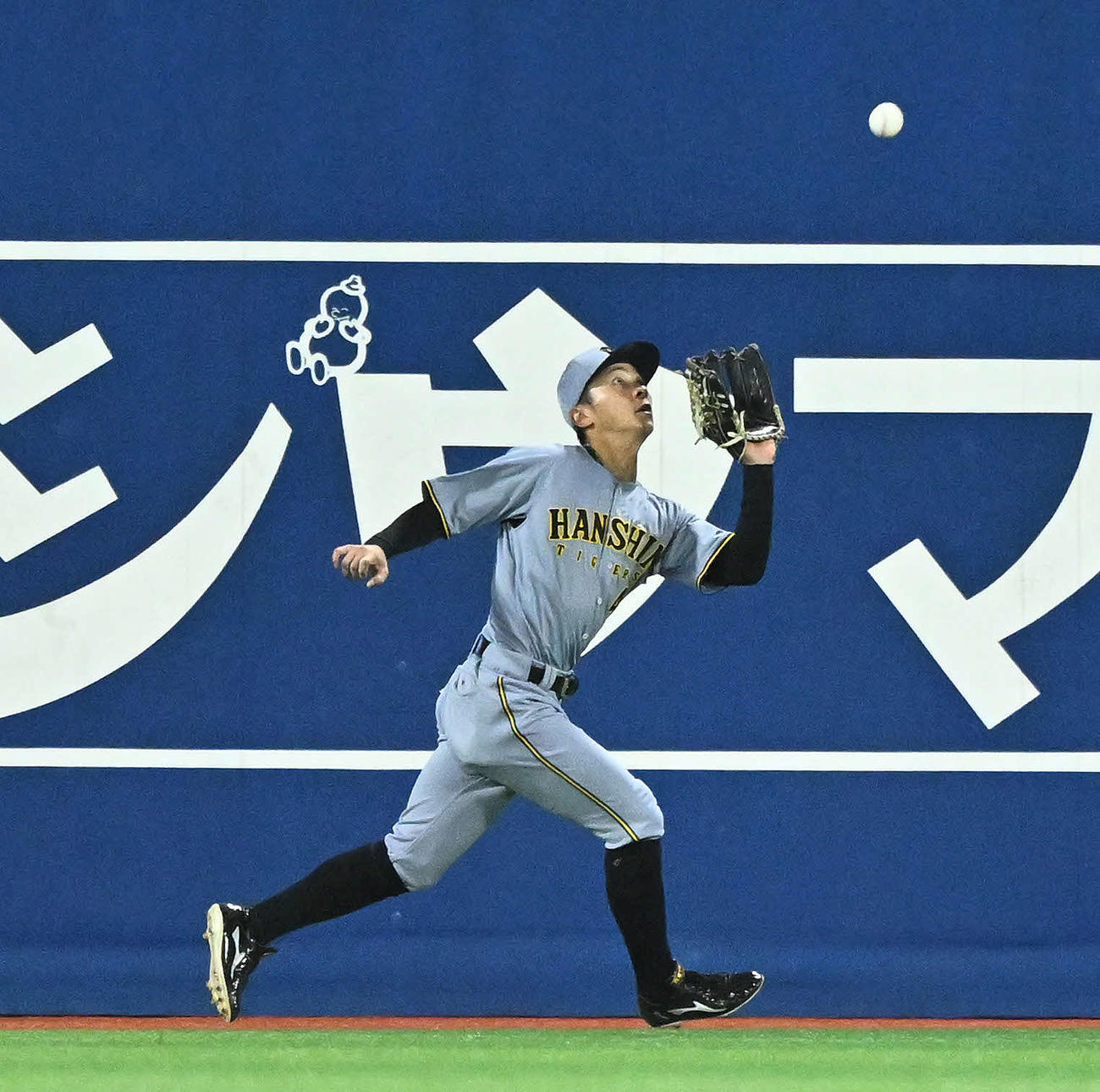 DeNA対阪神　8回裏DeNA1死、宮崎の打球を捕球する中堅手熊谷（撮影・滝沢徹郎）