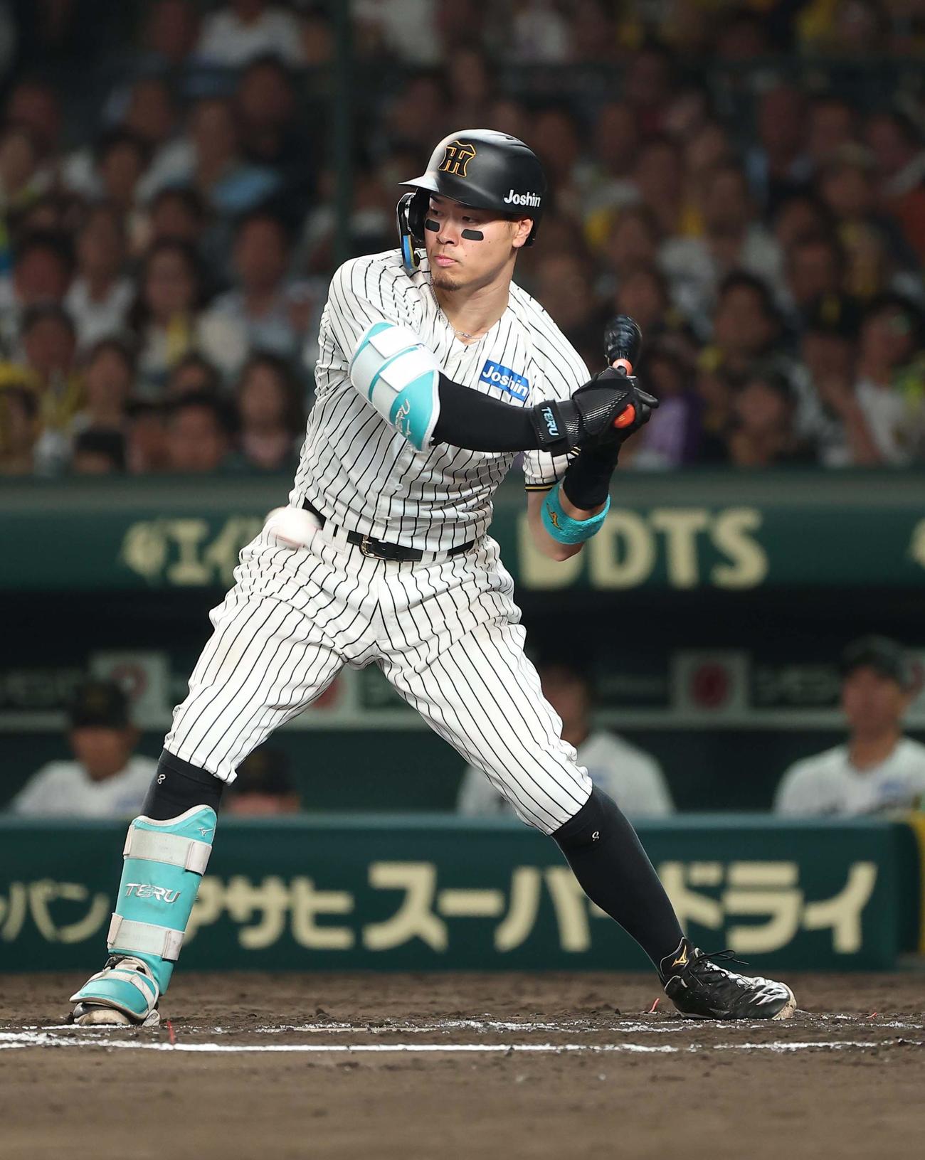 阪神対巨人　6回裏阪神1死二塁、佐藤輝は三振に倒れる（撮影・上田博志）