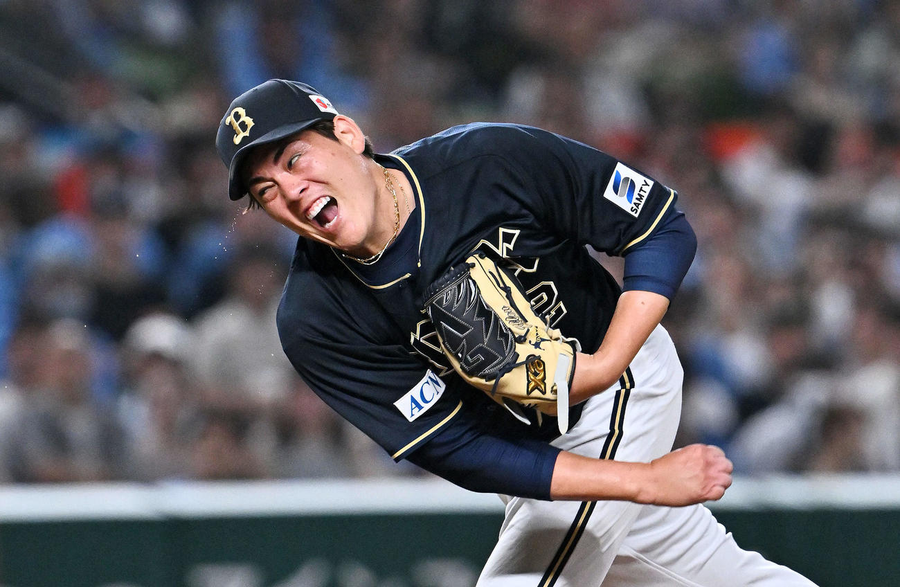西武対オリックス　力投するオリックス先発の九里（撮影・滝沢徹郎）