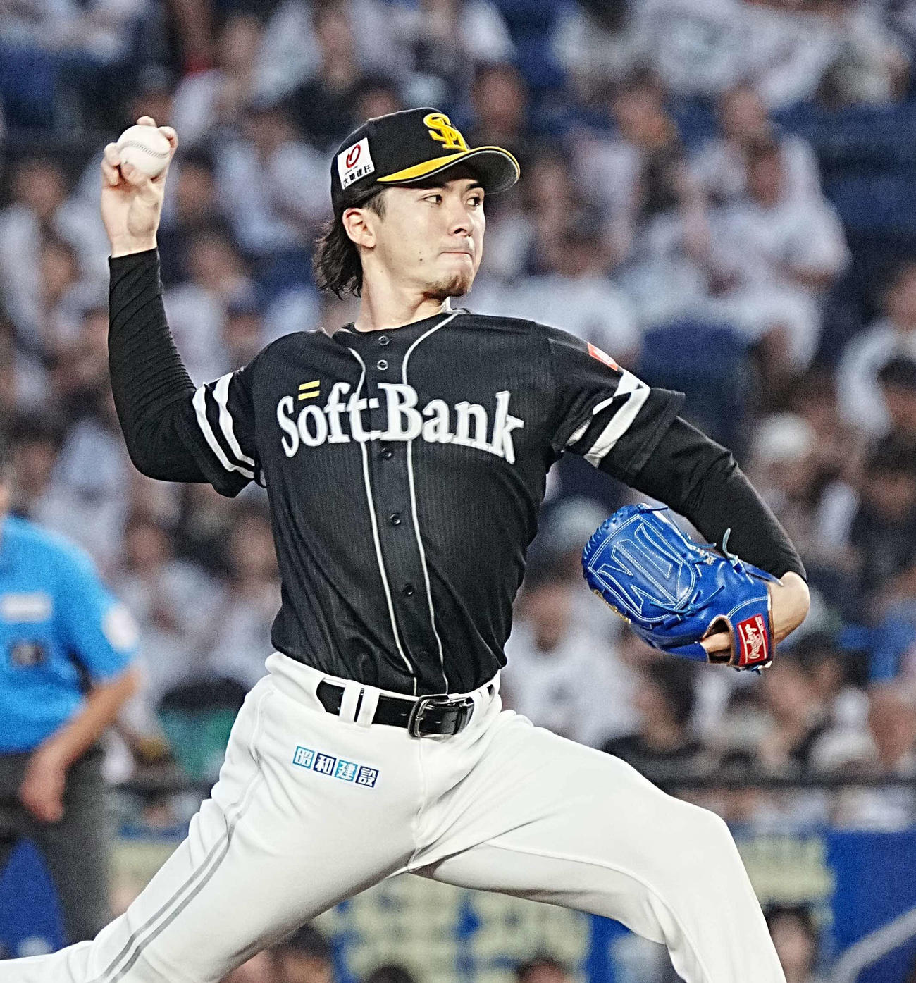 ロッテ対ソフトバンク　ソフトバンク先発の上沢（撮影・小沢裕）