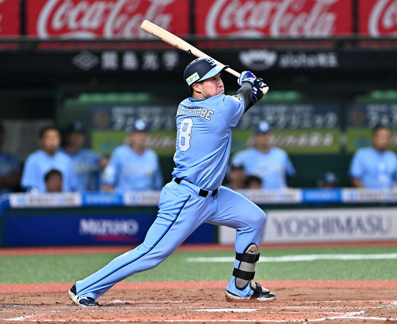 西武対オリックス　6回裏西武2死満塁、右飛に倒れる渡部聖（撮影・滝沢徹郎）