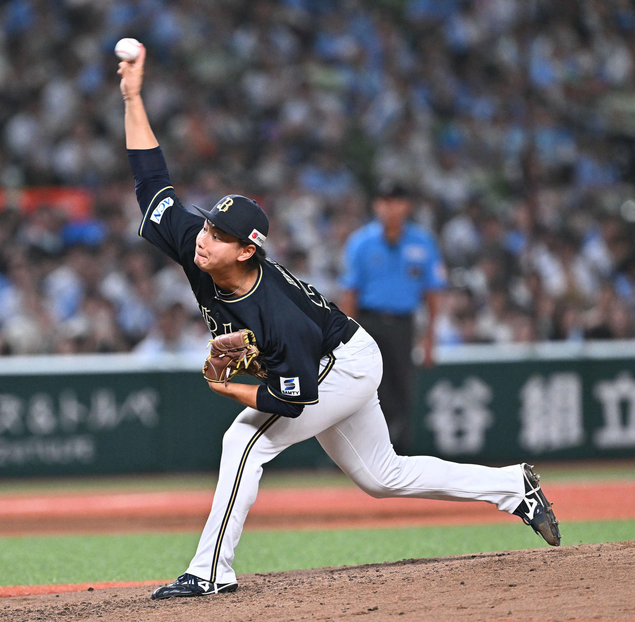 西武対オリックス　オリックス2番手の横山楓（撮影・滝沢徹郎）