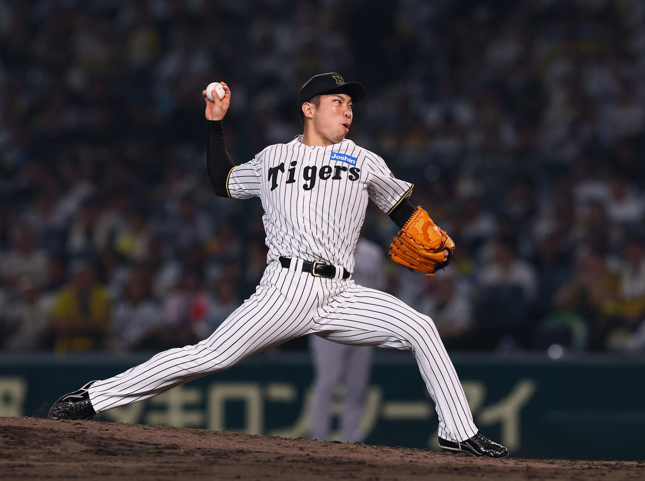 阪神対巨人　8回、4番手で登板した阪神石井（撮影・藤尾明華）