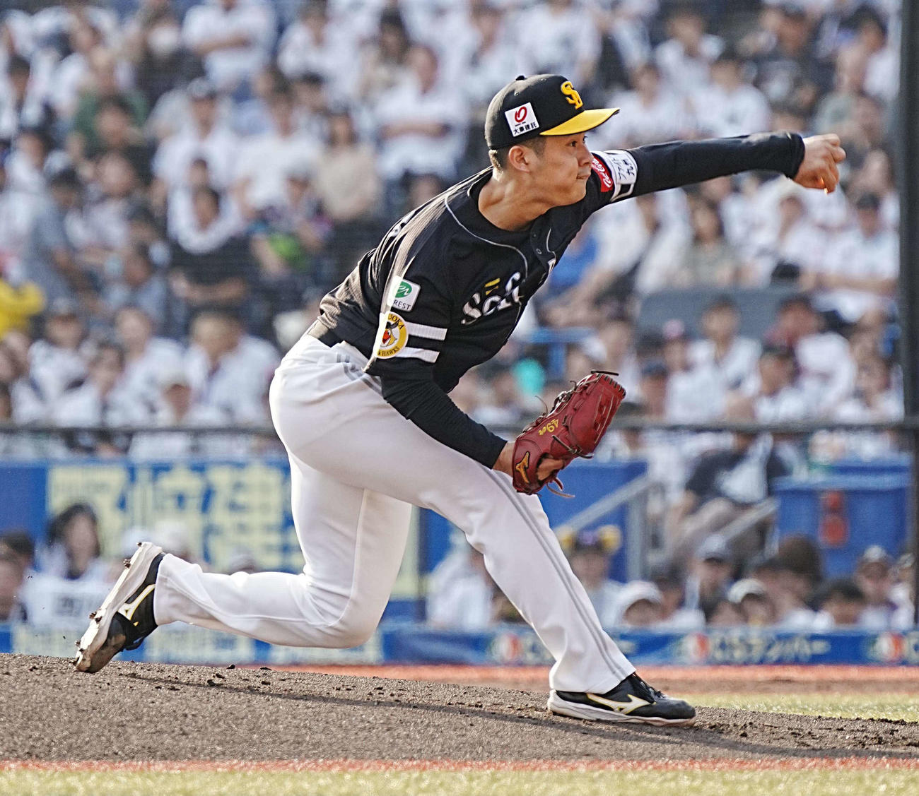 ロッテ対ソフトバンク　ソフトバンク先発の松本晴（撮影・小沢裕）