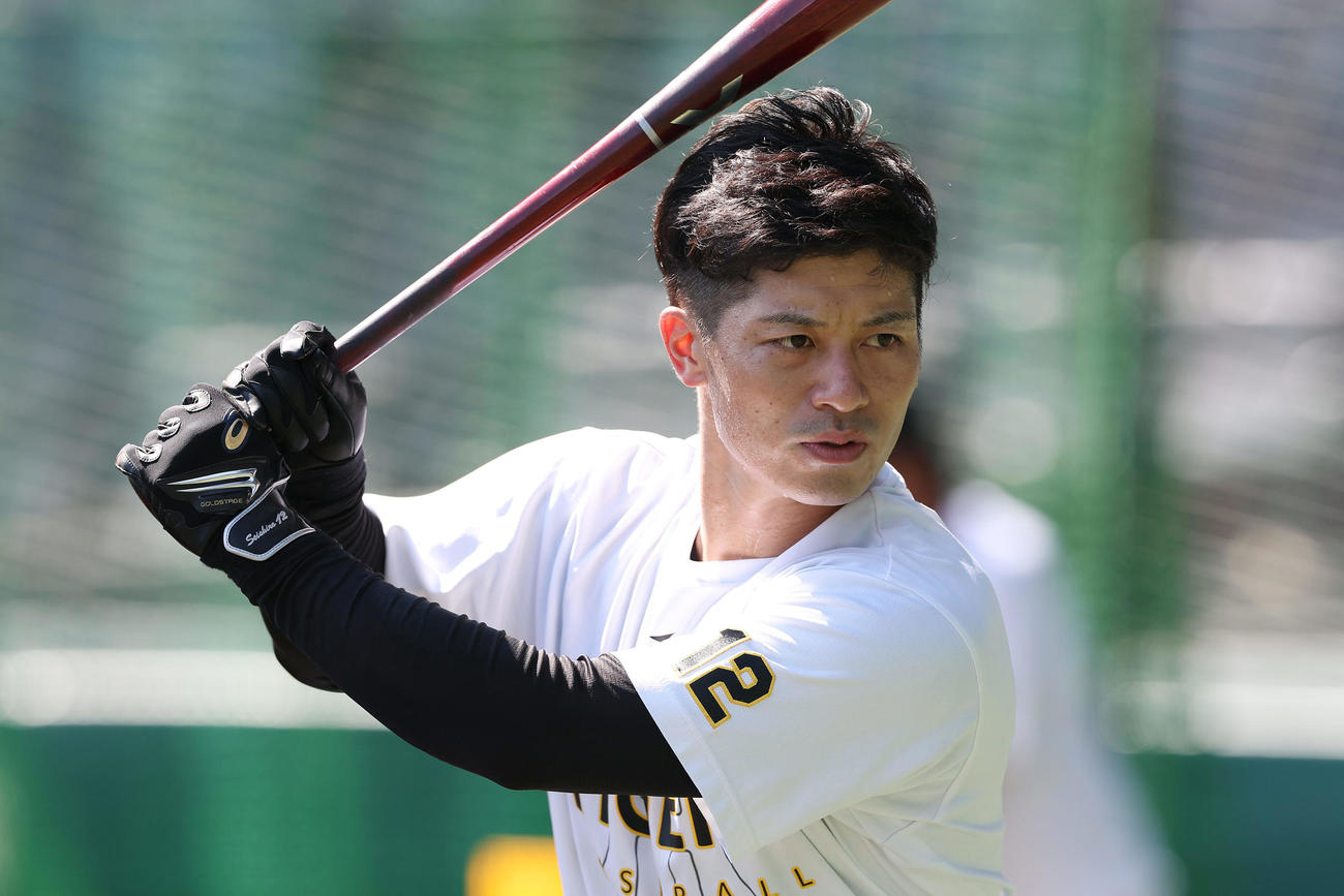 阪神対巨人　試合前練習に臨む阪神坂本（撮影・前田充）