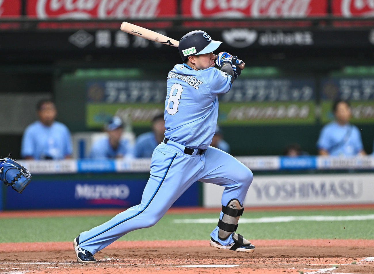 西武対オリックス　2回裏西武1死、渡部聖は中前打を放つ（撮影・滝沢徹郎）