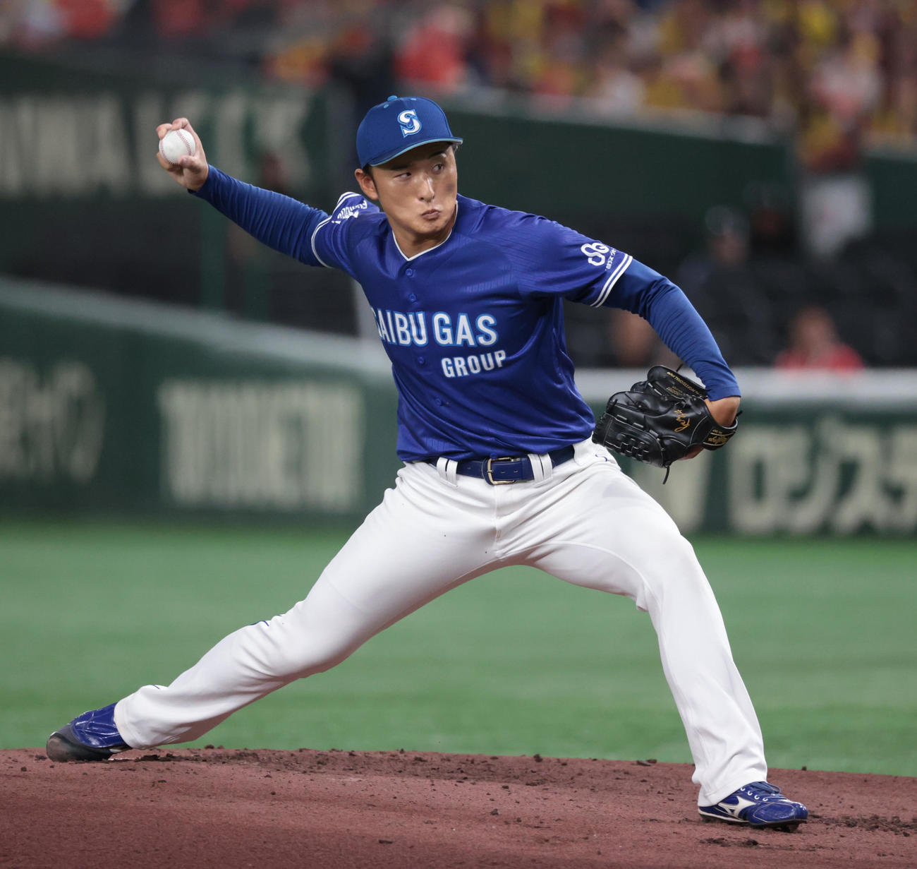 西部ガス対日立製作所　先発した西部ガス・村田（撮影・柴田隆二）　　