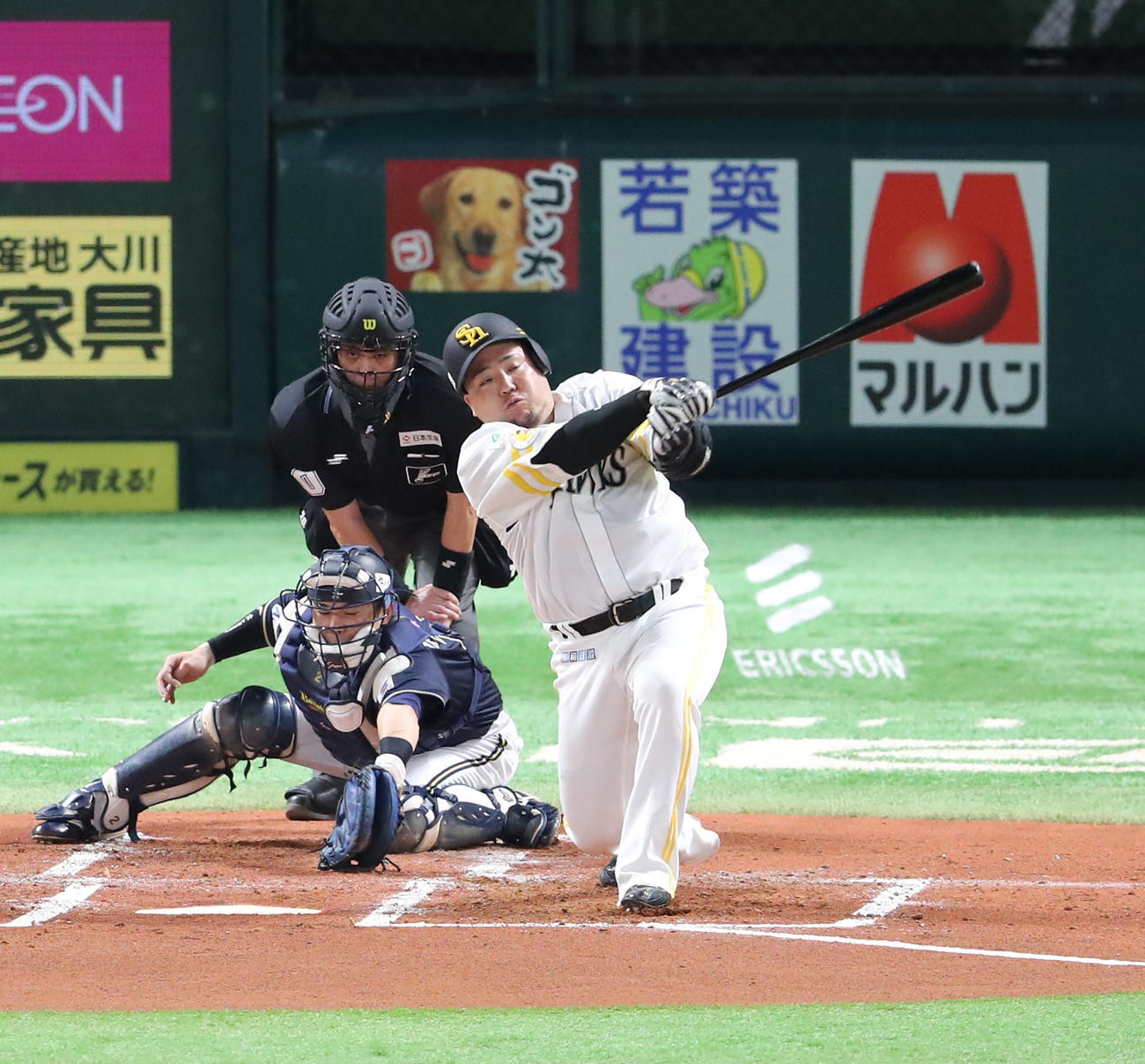ソフトバンク対オリックス　2回裏ソフトバンク無死、山川は空振りの三振に終わる（撮影・梅根麻紀）