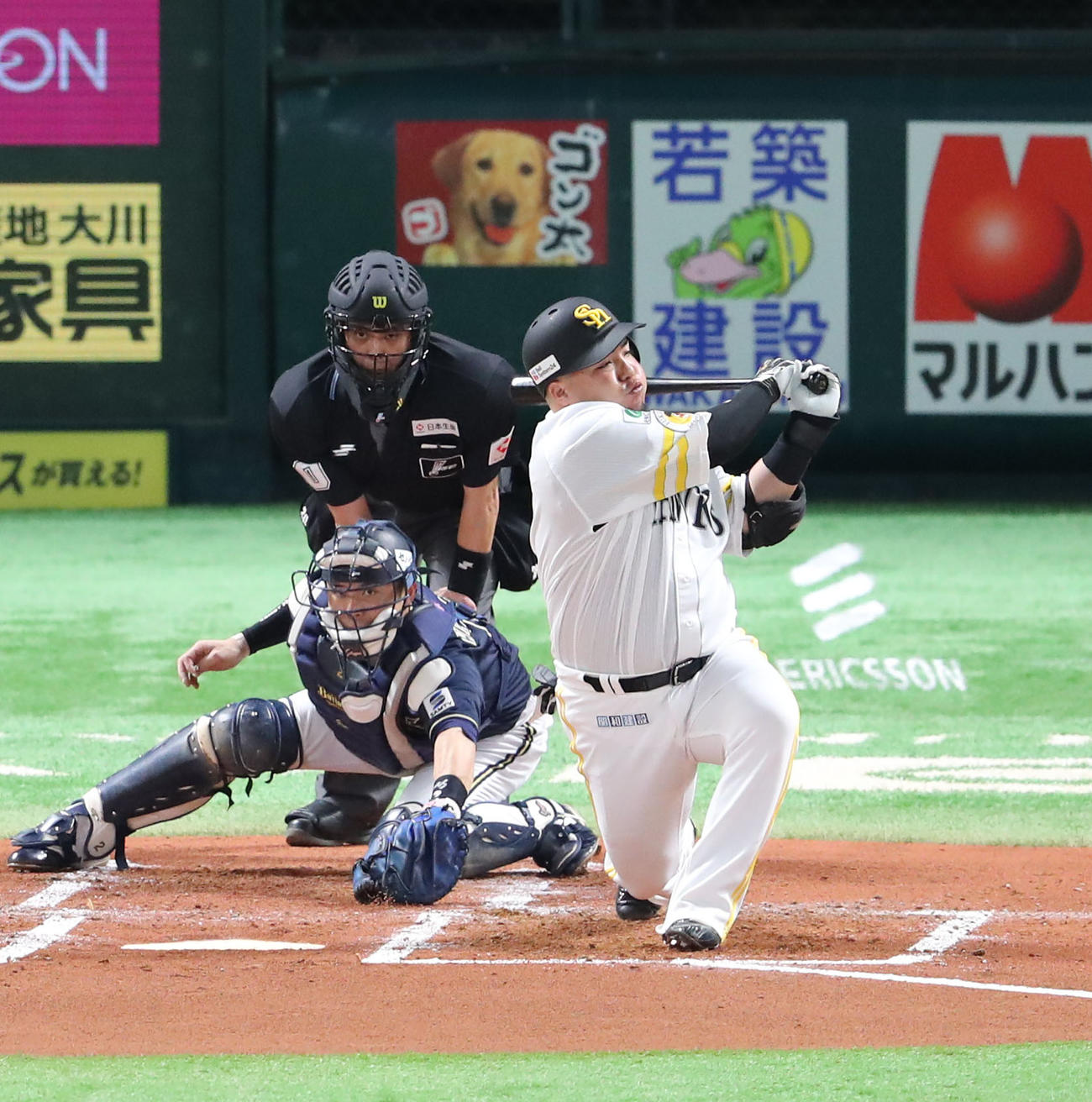 ソフトバンク対オリックス　2回裏ソフトバンク無死、山川は空振りの三振に終わる（撮影・梅根麻紀）