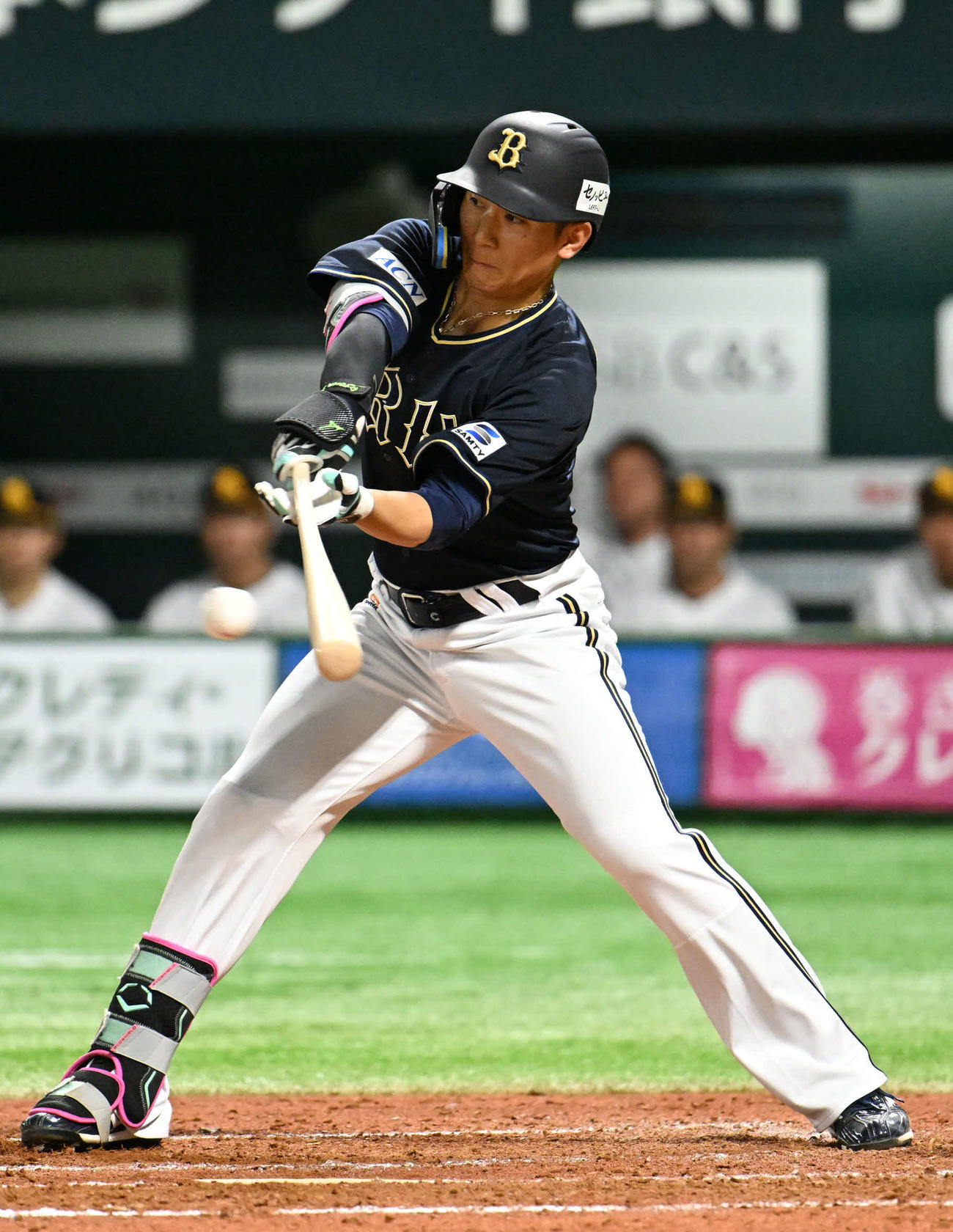 ソフトバンク対オリックス　5回表オリックス無死、西川は中前安打を放つ（撮影・林敢治）