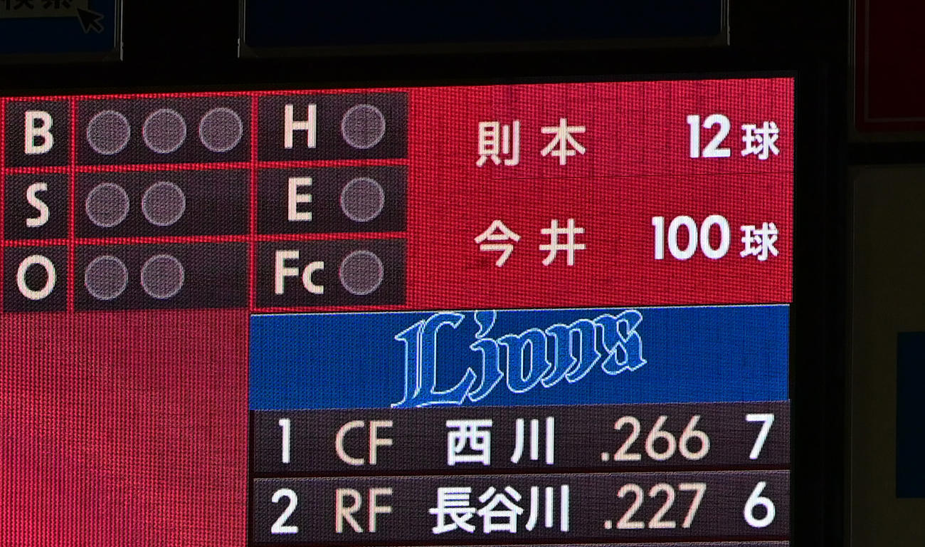 楽天対西武　西武今井は100球ちょうどで完封勝利を挙げる（撮影・清水貴仁）