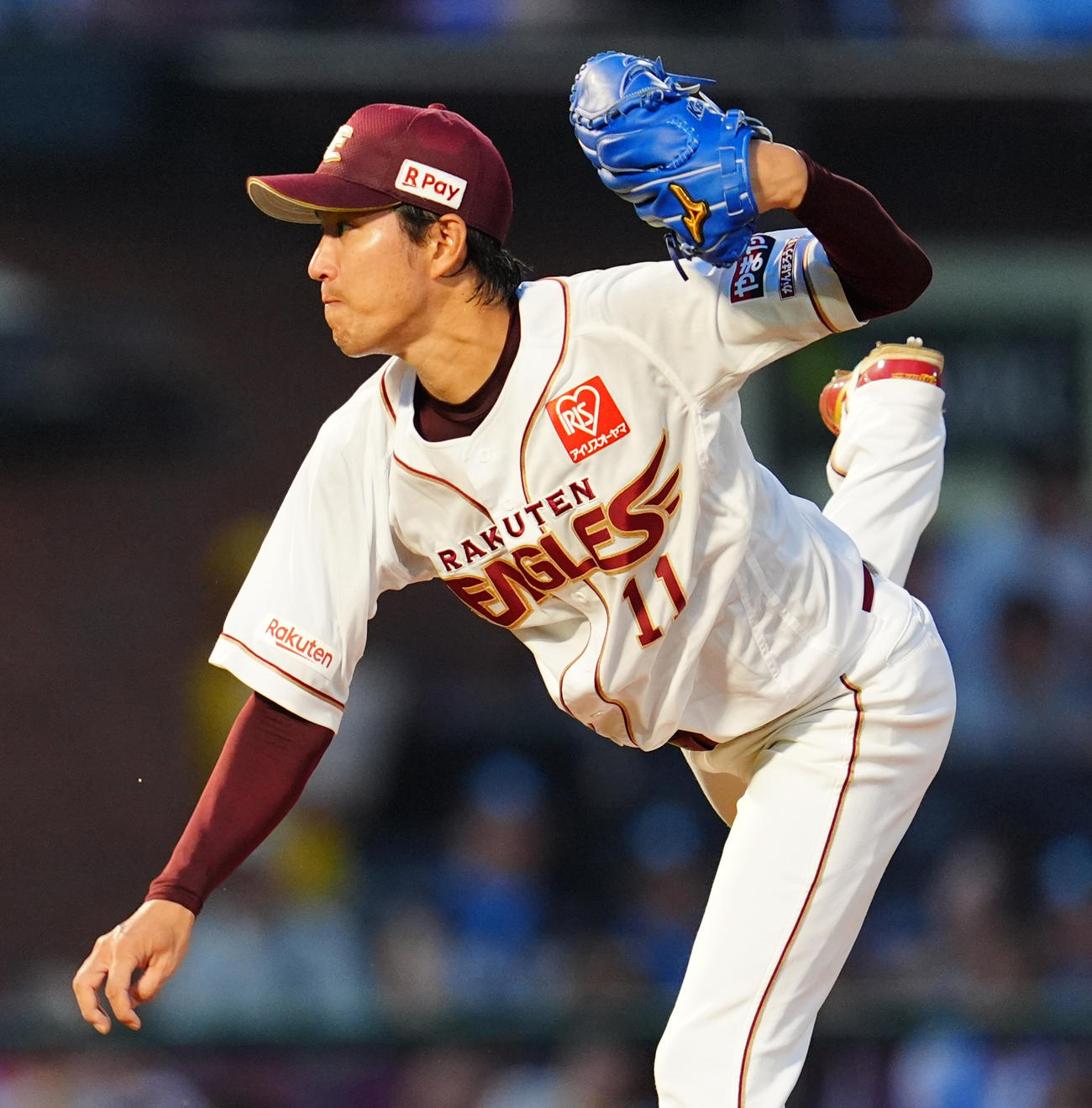 楽天対西武　楽天先発の岸（撮影・清水貴仁）