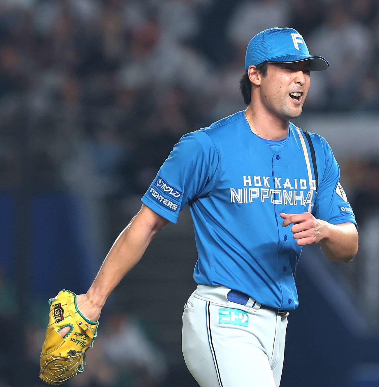 ロッテ対日本ハム　8回裏を抑える上原（撮影・河田真司）