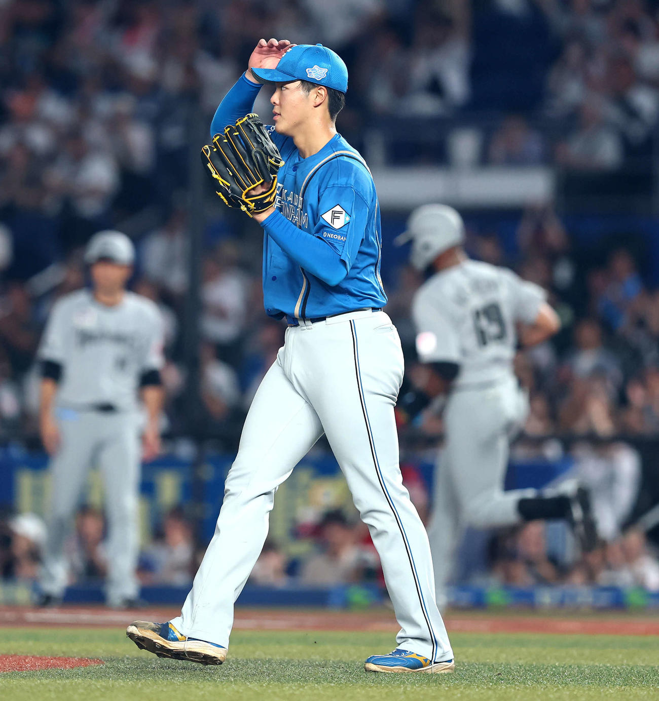 ロッテ対日本ハム　2回裏ロッテ1死、アセベドに中前打を許す柴田（撮影・河田真司）