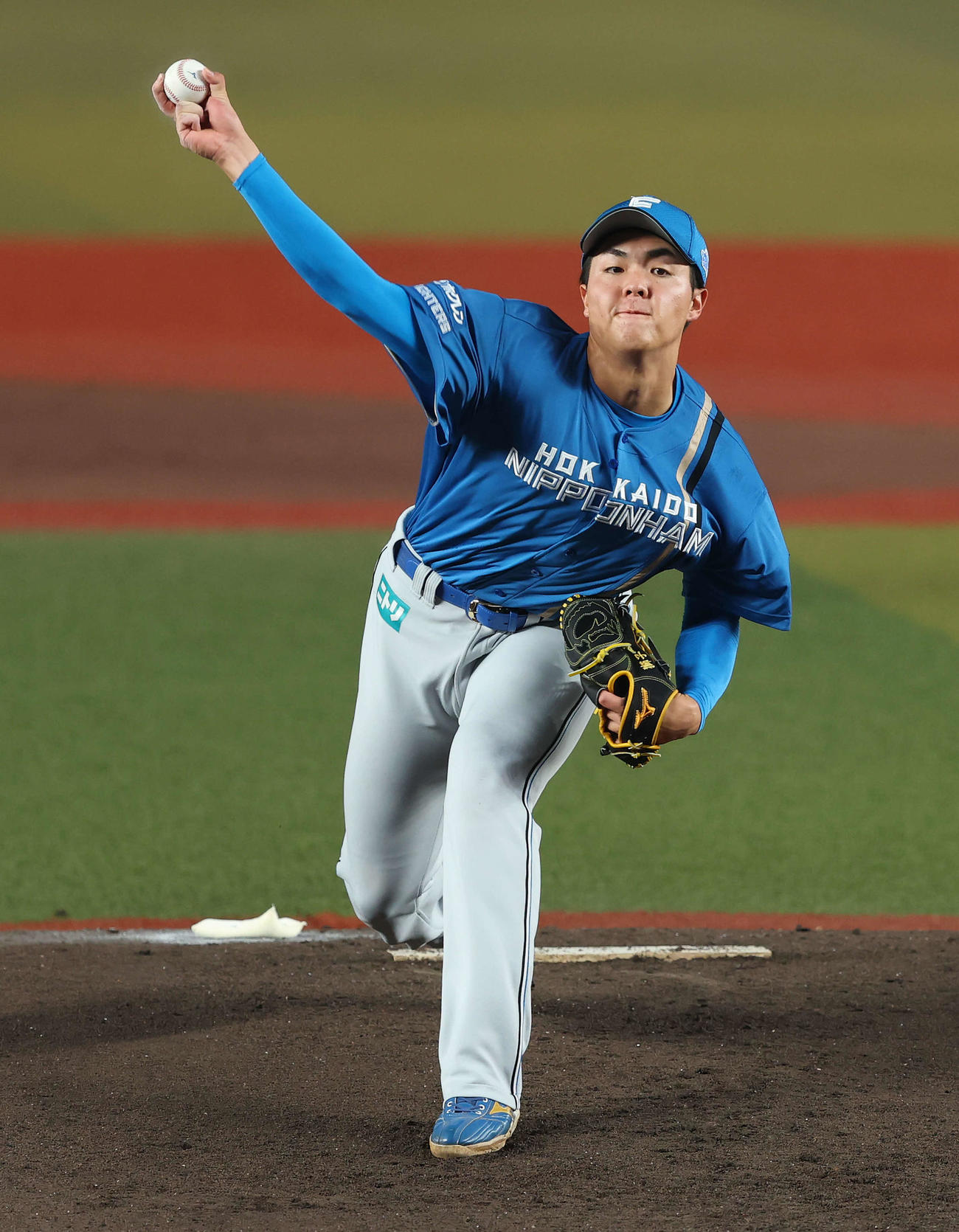 ロッテ対日本ハム　先発登板する日本ハム柴田（撮影・河田真司）