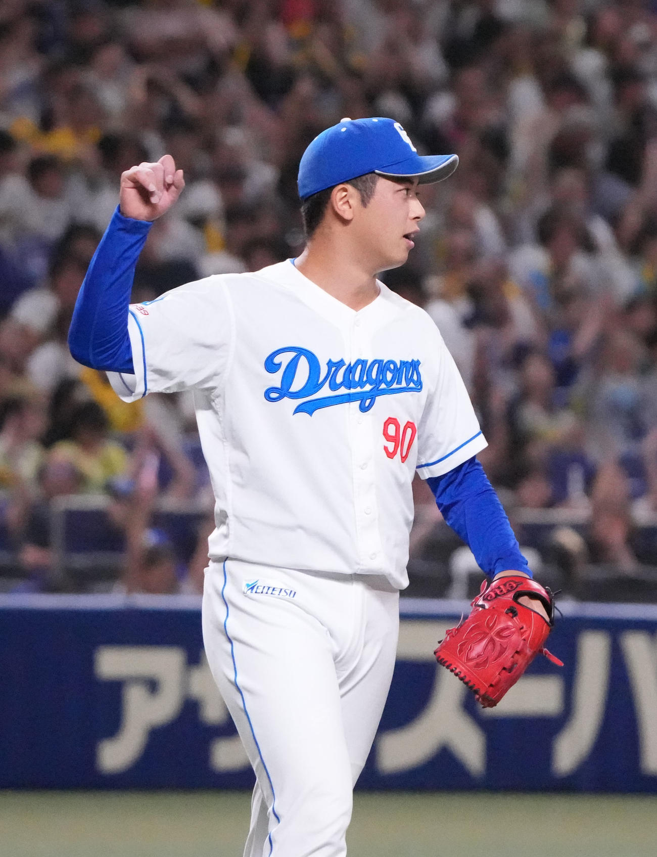中日対阪神　試合終了、リリーフした松山（撮影・森本幸一）