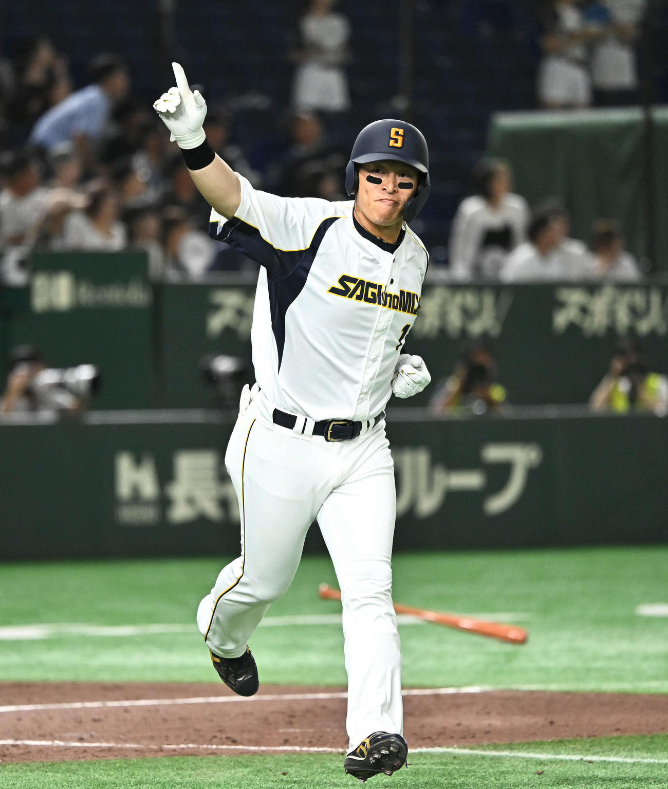 日本製鉄瀬戸内対鷺宮製作所　3回裏鷺宮製作所2死一塁、野村は先制2点本塁打を放つ（撮影・滝沢徹郎）